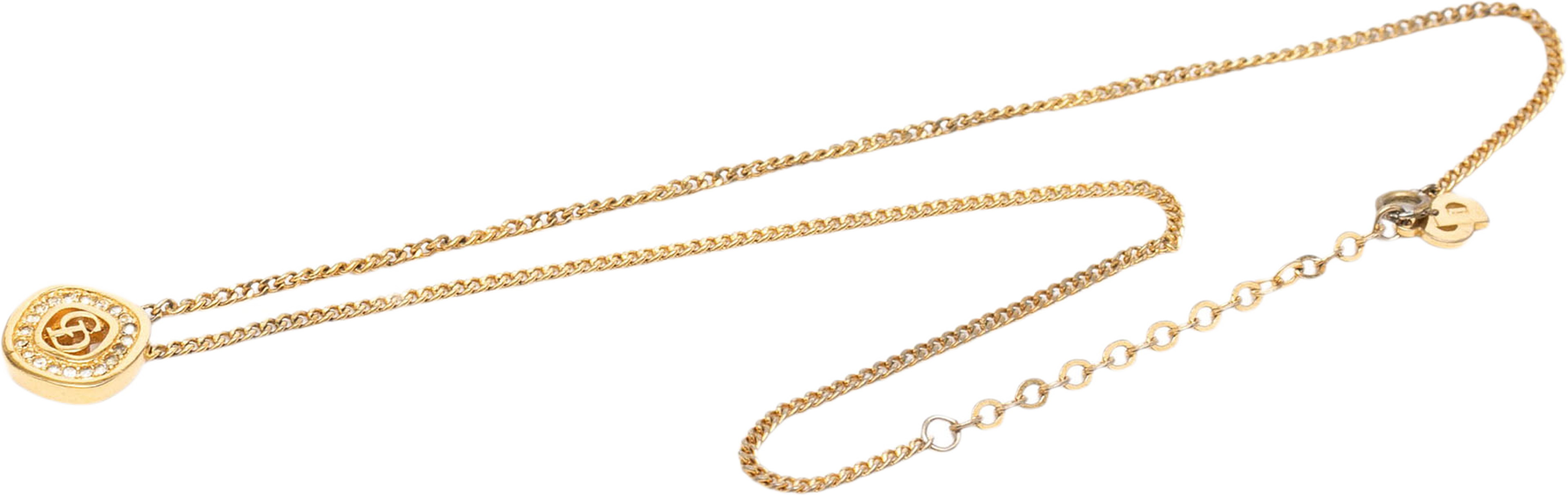 Dior Gold Plated Strass Cd Logo Pendant Necklace, från Luxclusif, i färgen gold. Klicka för att öppna bilden i stort format