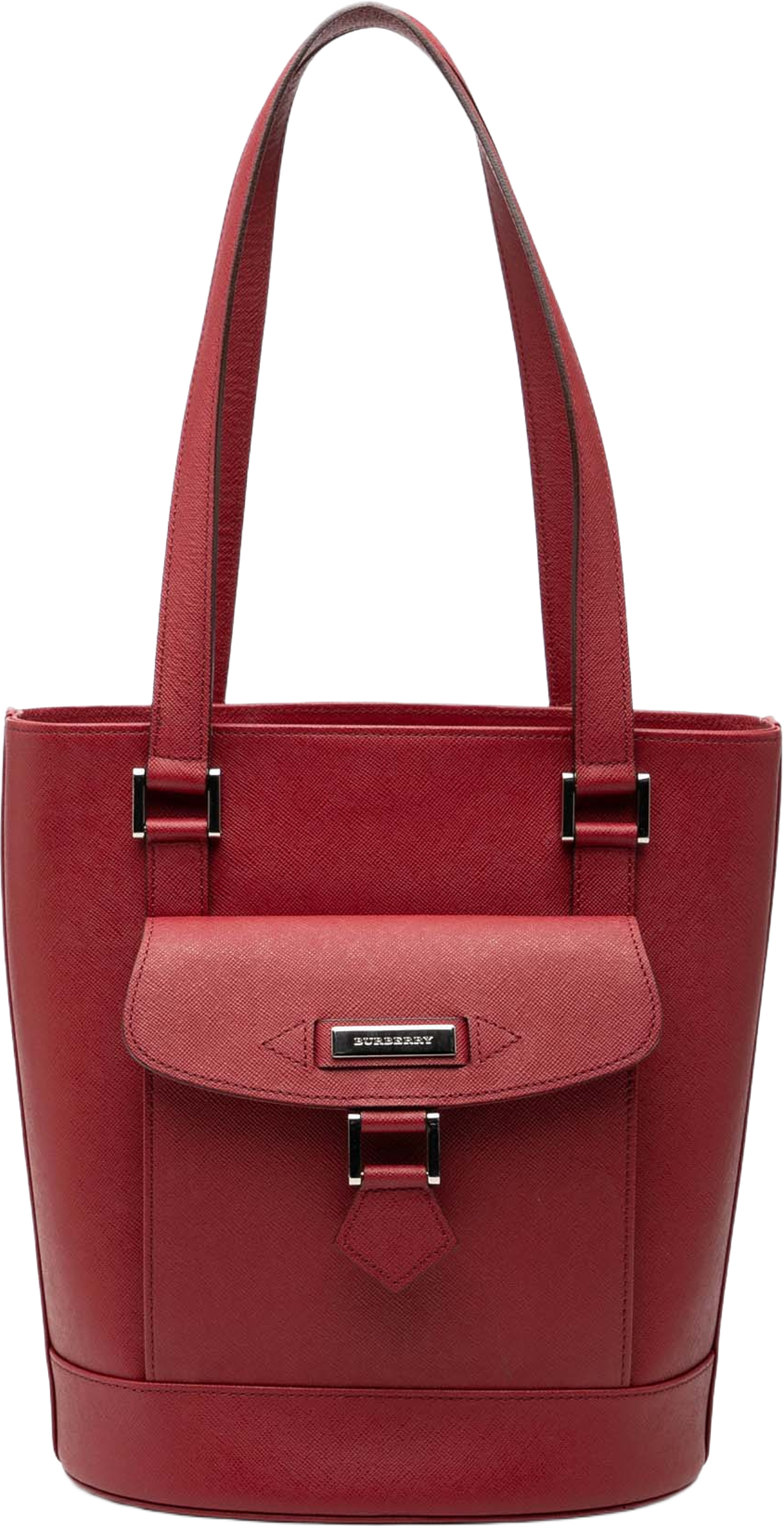 Burberry Leather Tote, från Luxclusif, i färgen red. Klicka för att öppna bilden i stort format