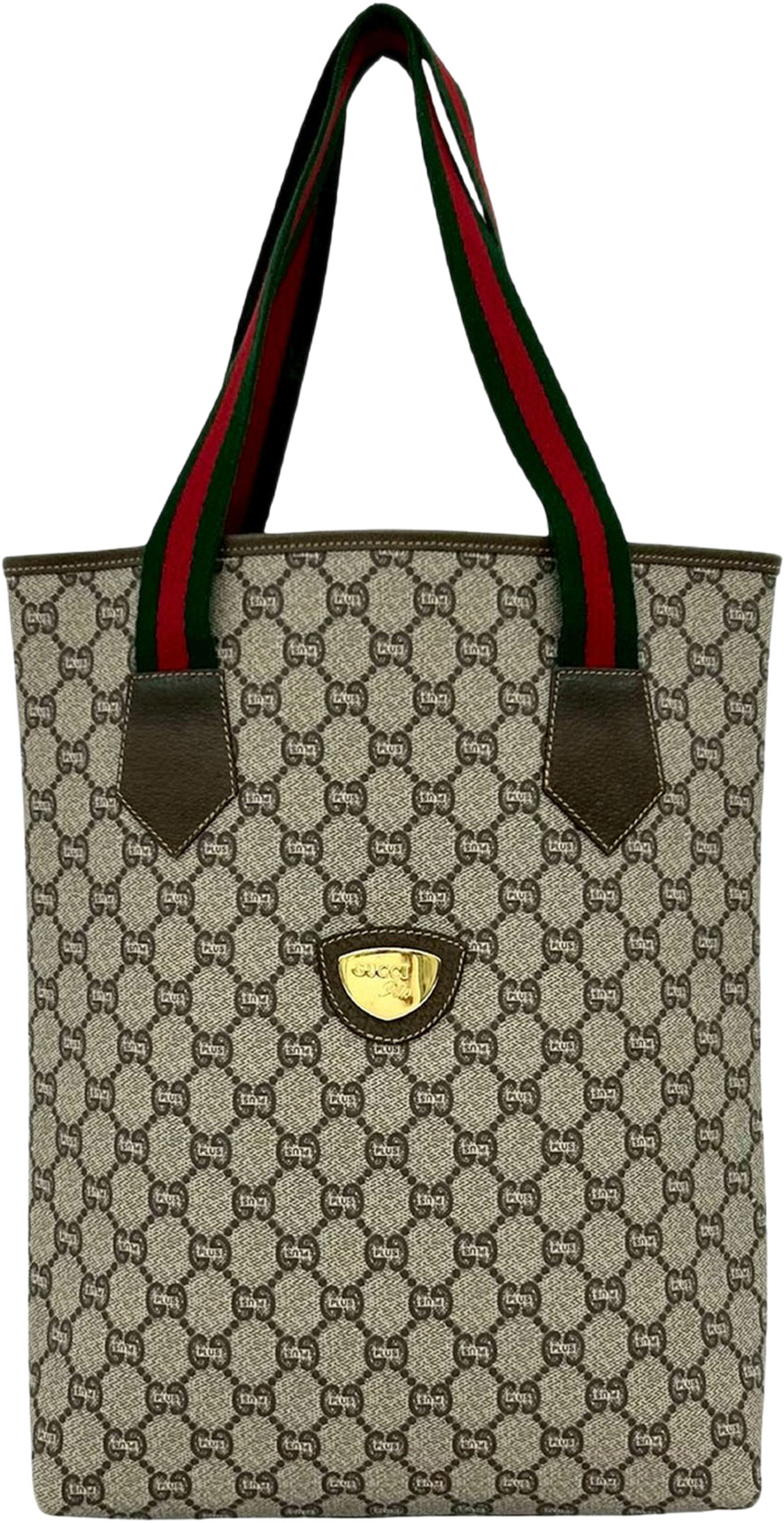 Gucci Gg Supreme Plus Sherry Line Web Tote, från Luxclusif, i färgen beige. Klicka för att öppna bilden i stort format