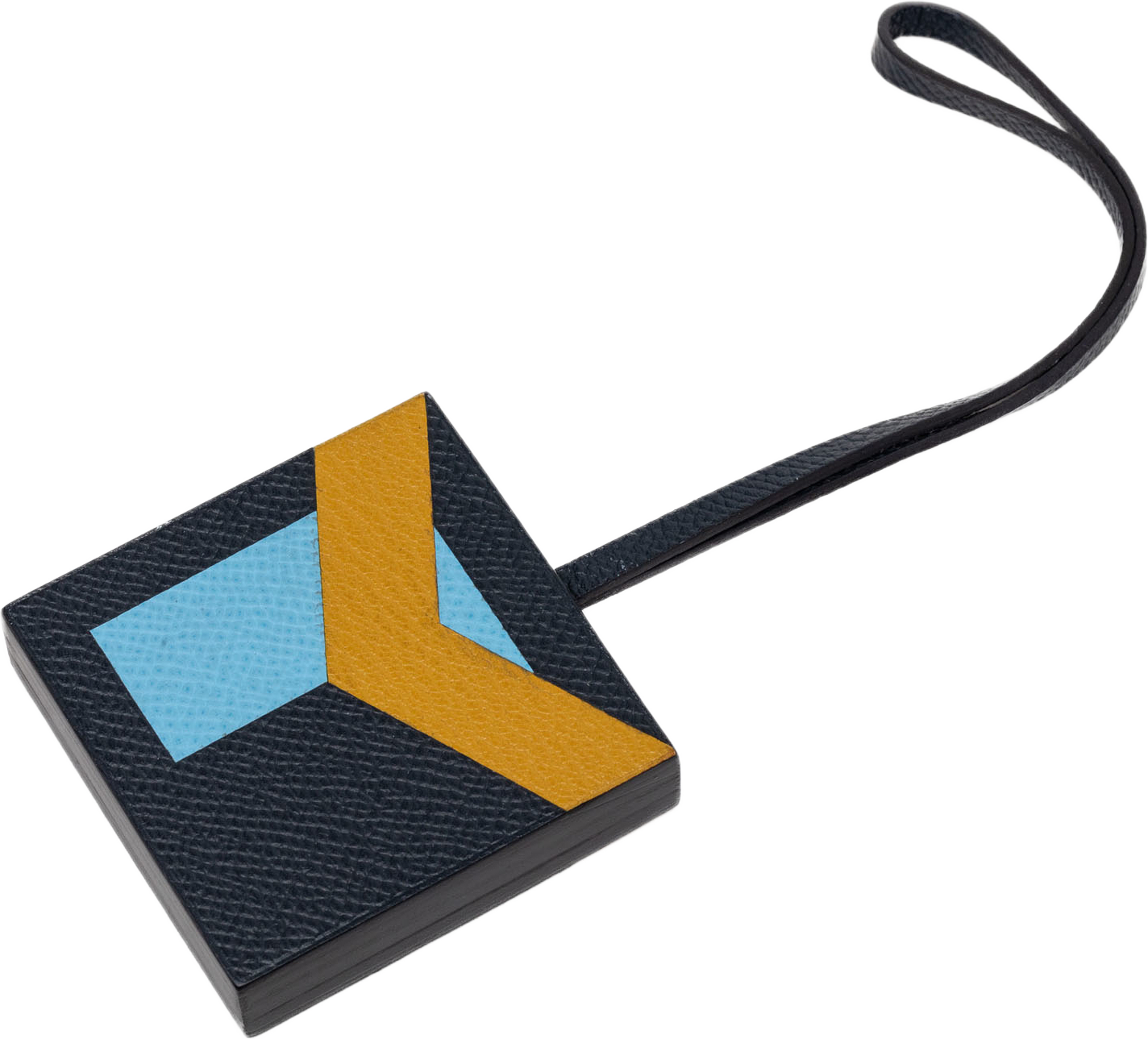 Hermès Epsom Calfskin Y Lettre Au Carre Bag Charm, från Luxclusif, i färgen blå. Klicka för att öppna bilden i stort format