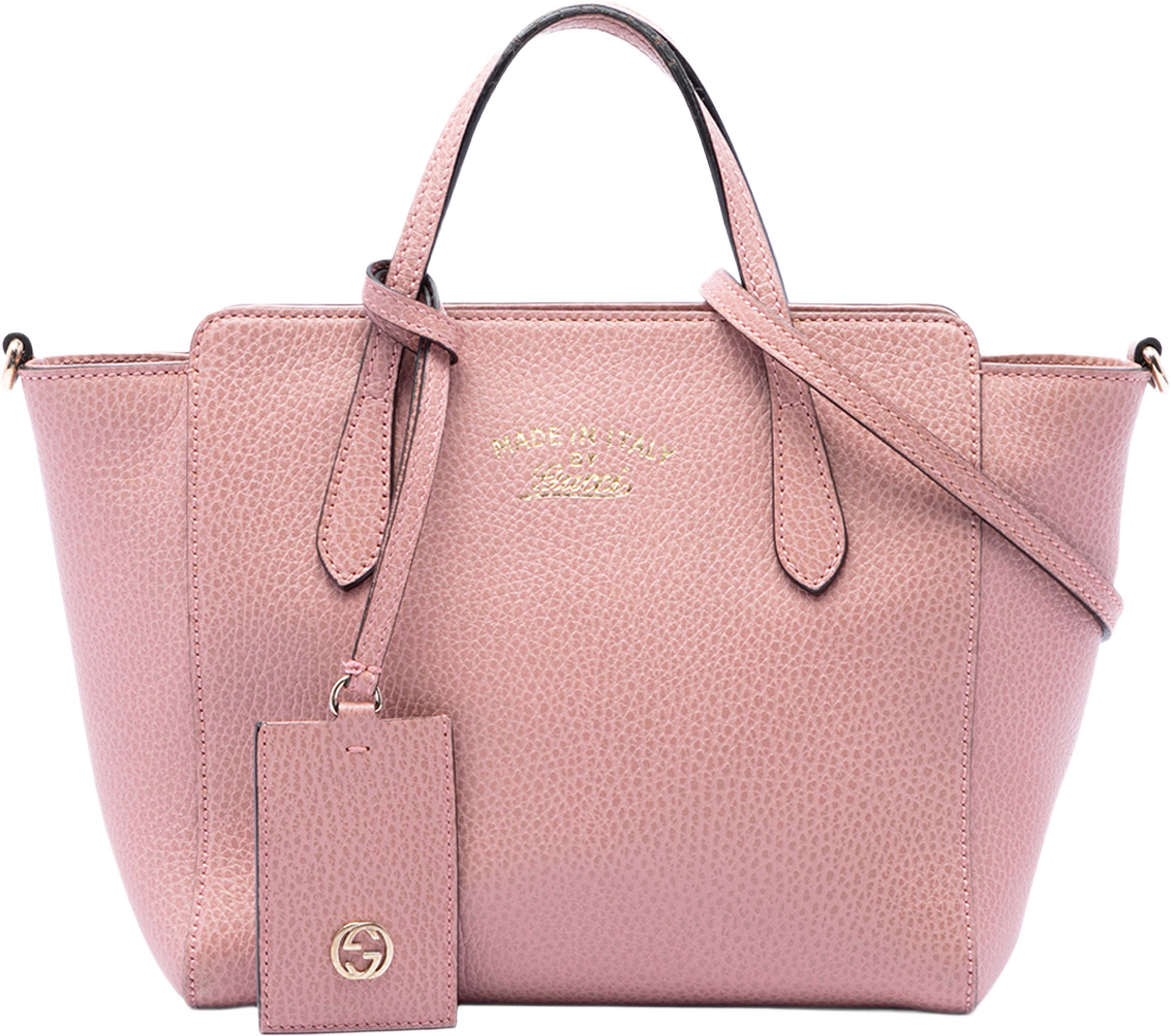 Gucci Mini Calfskin Swing Satchel, från Luxclusif, i färgen rosa. Klicka för att öppna bilden i stort format