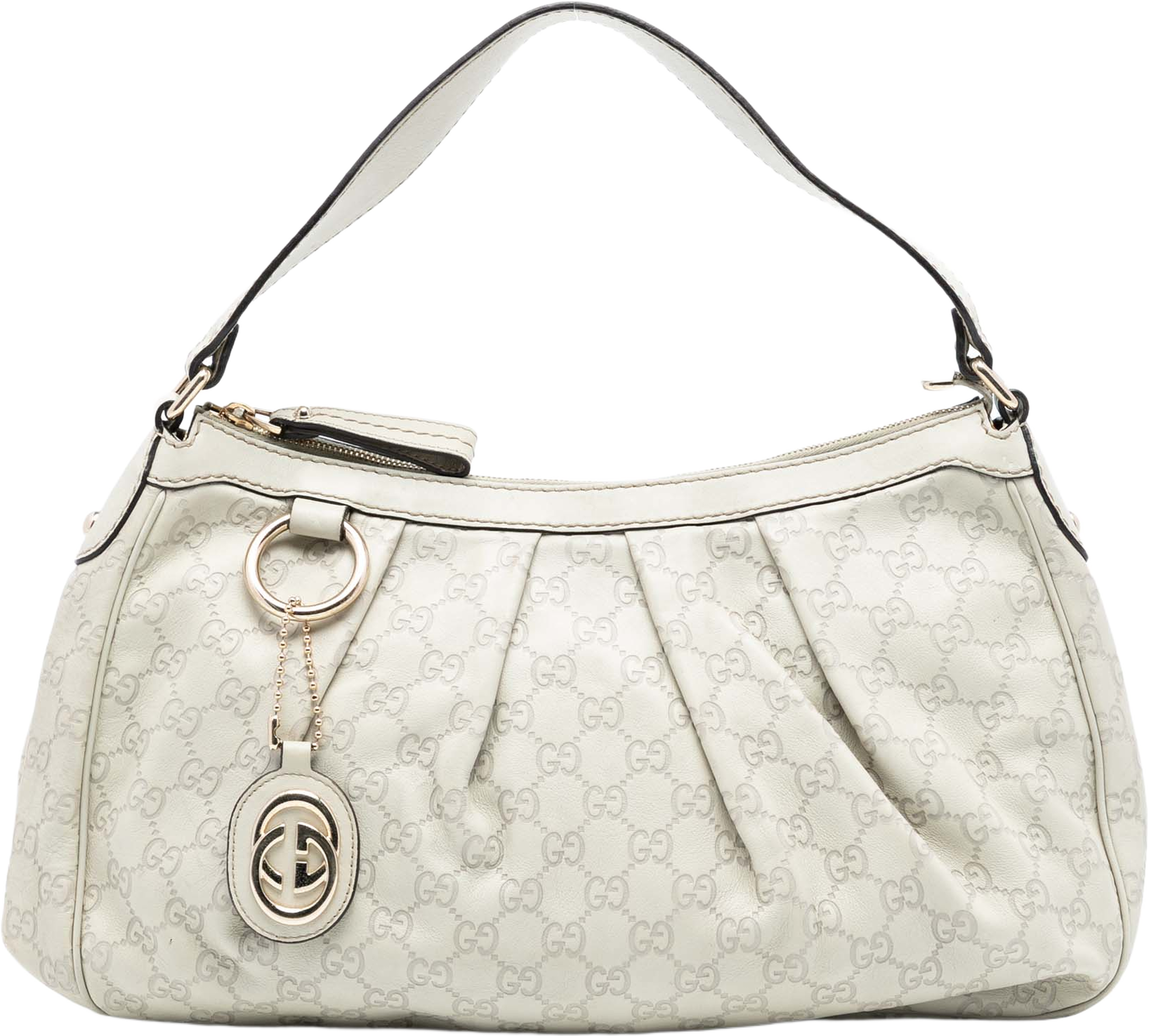 Gucci Guccissima Sukey Shoulder Bag, från Luxclusif, i färgen off white. Klicka för att öppna bilden i stort format