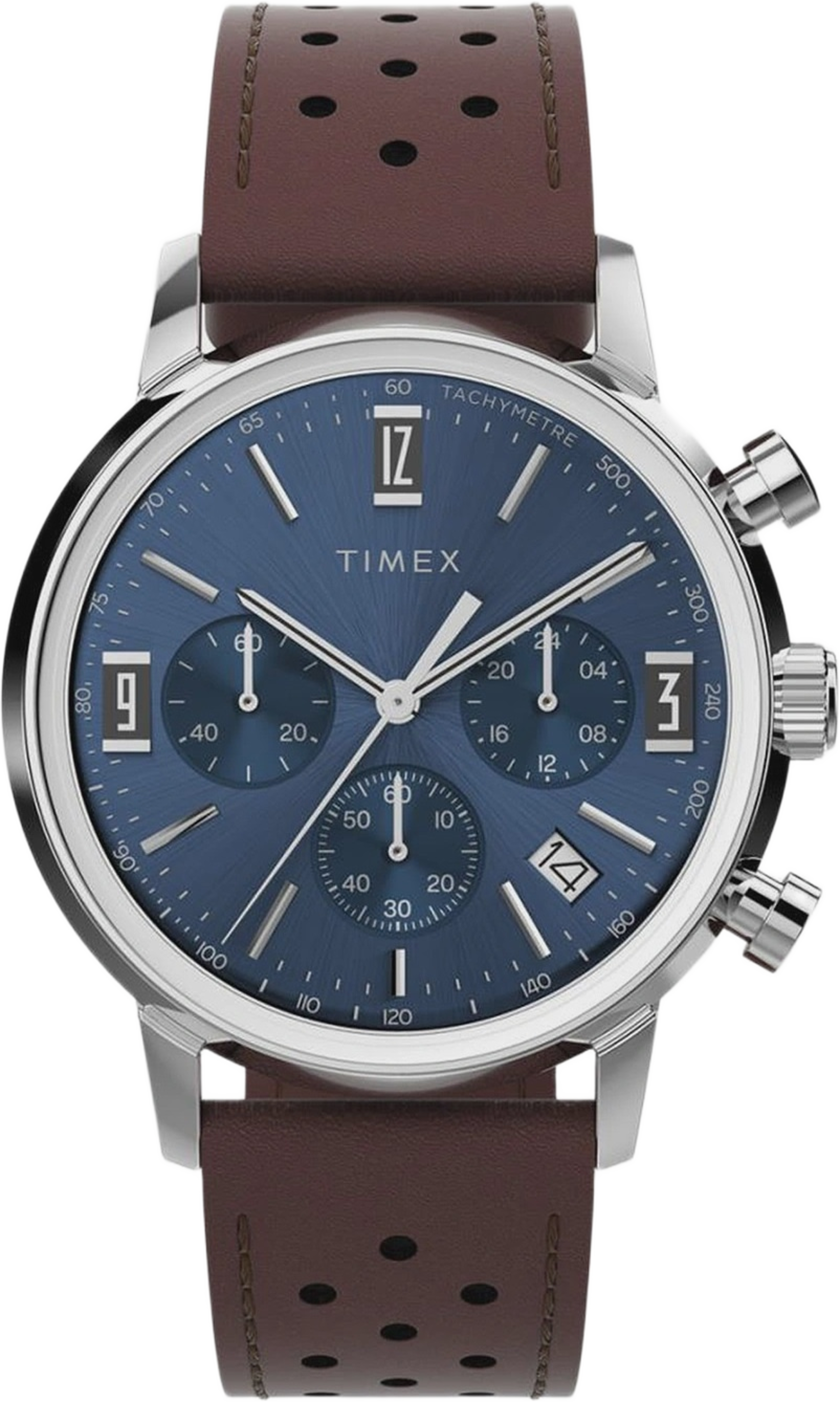 Timex Marlin Chronograph Herr, Blå/brun Läderrem - Tw2w10200, från Timex, i färgen 1. Klicka för att öppna bilden i stort format