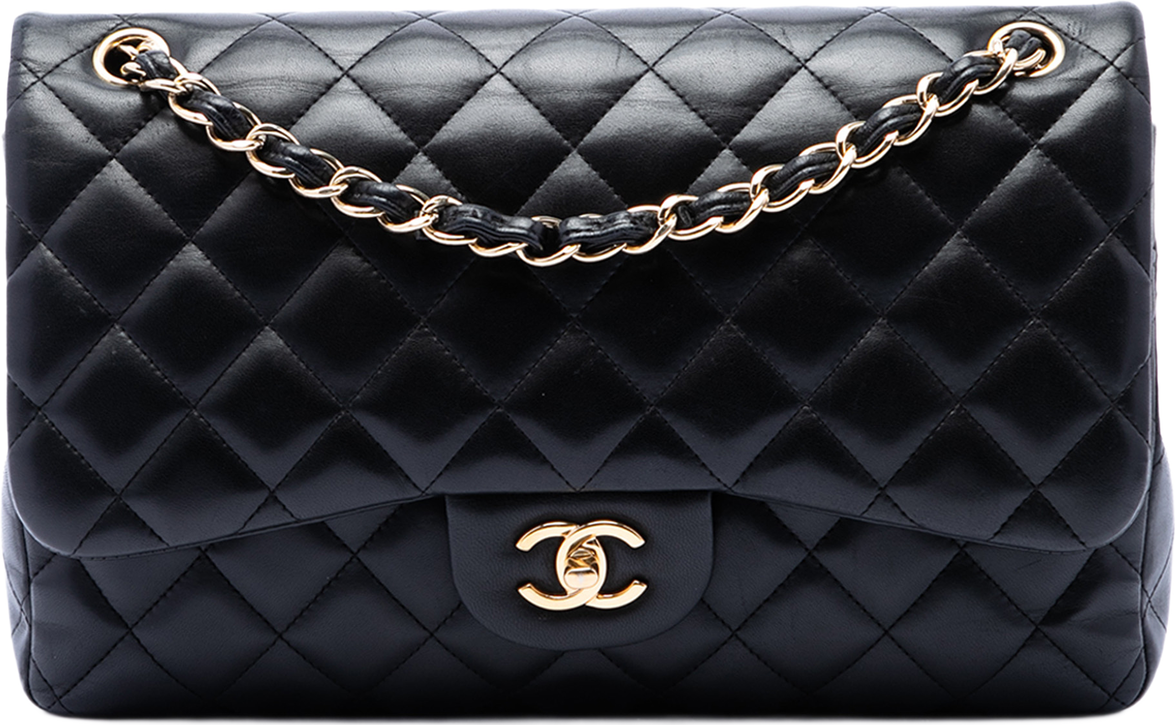Chanel Jumbo Classic Lambskin Double Flap, från Luxclusif, i färgen svart. Klicka för att öppna bilden i stort format
