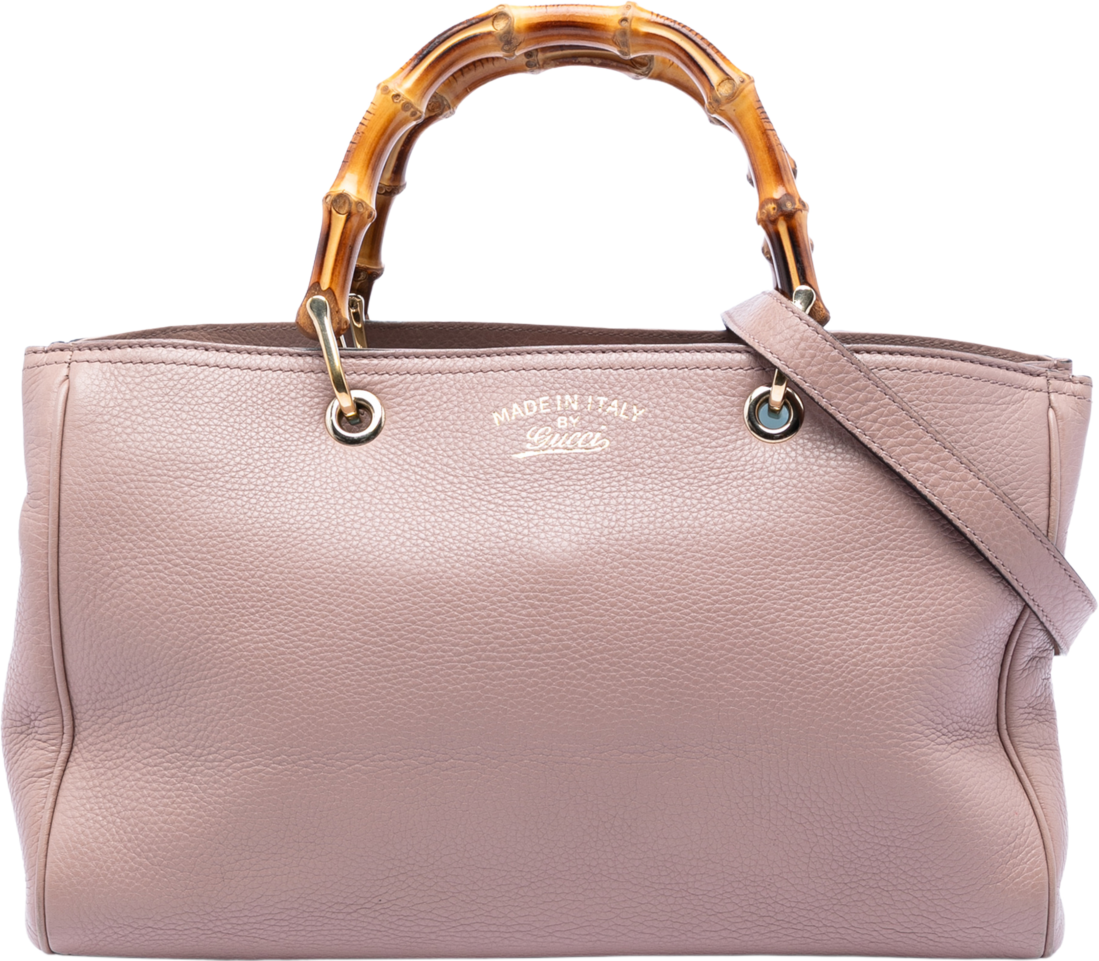 Gucci Medium Calfskin Bamboo Shopper Satchel, från Luxclusif, i färgen light pink. Klicka för att öppna bilden i stort format