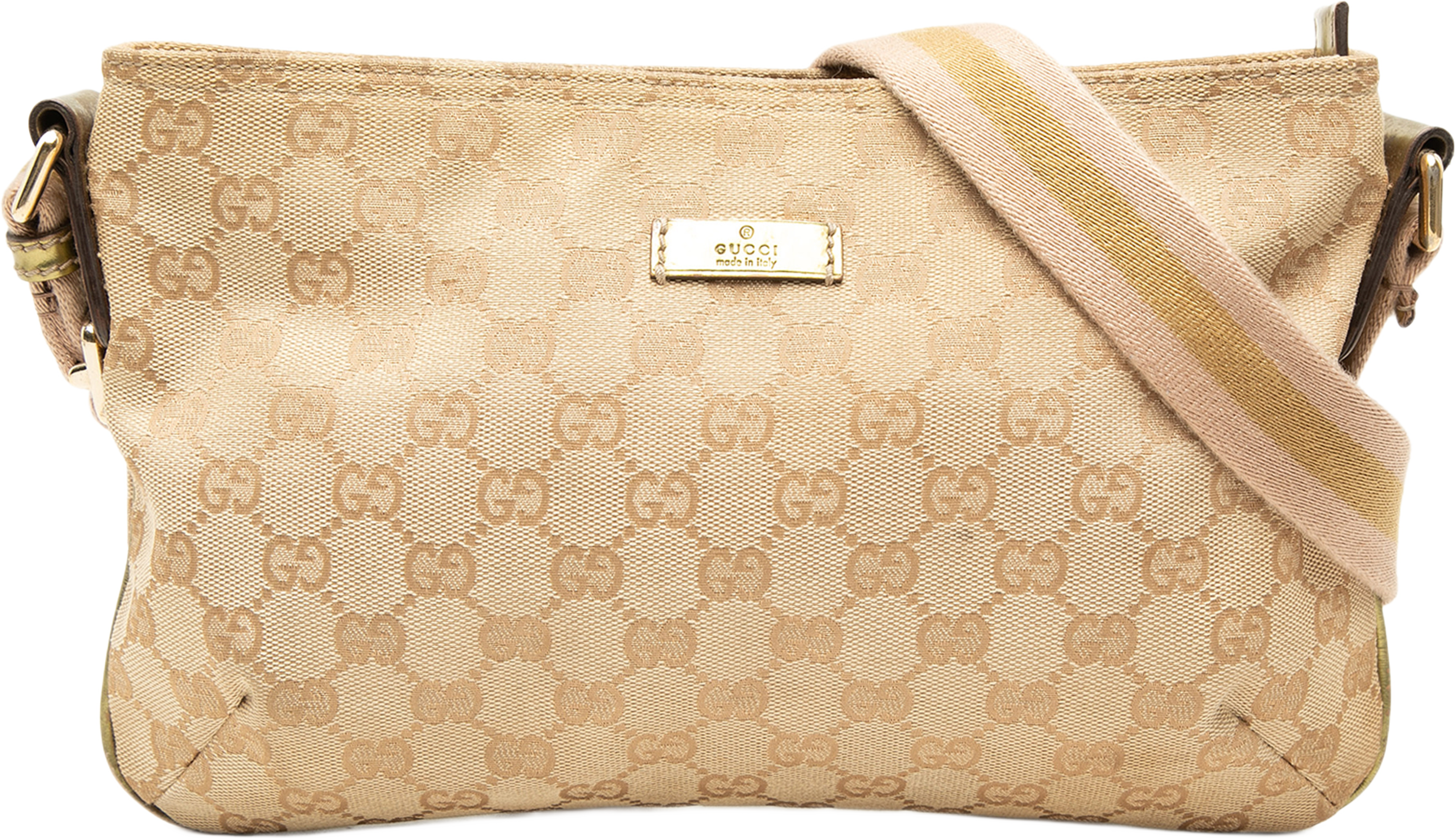 Gucci Gg Canvas Web Crossbody, från Luxclusif, i färgen beige. Klicka för att öppna bilden i stort format