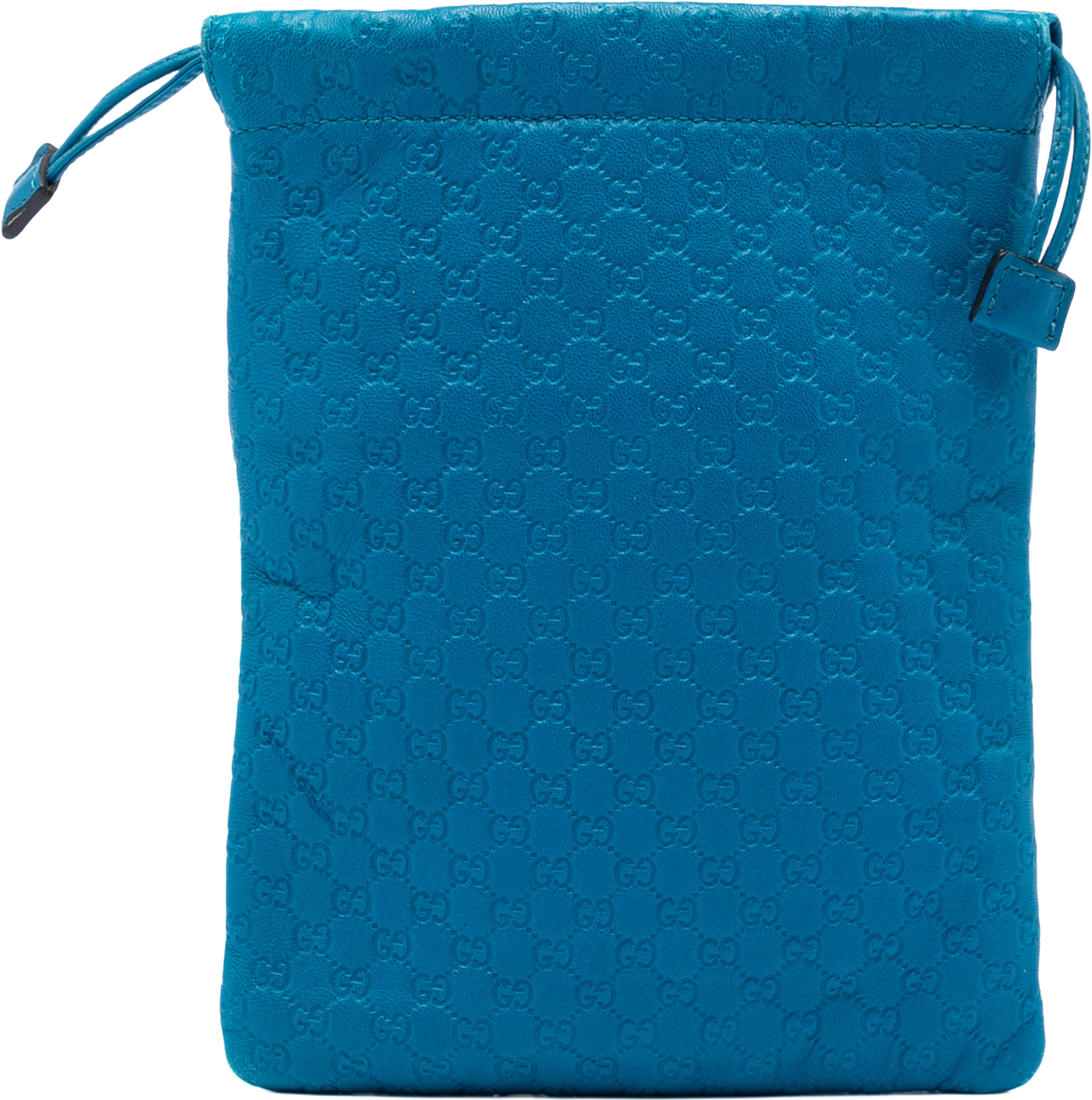 Gucci Microguccissima Drawstring Pouch, från Luxclusif, i färgen blue. Klicka för att öppna bilden i stort format