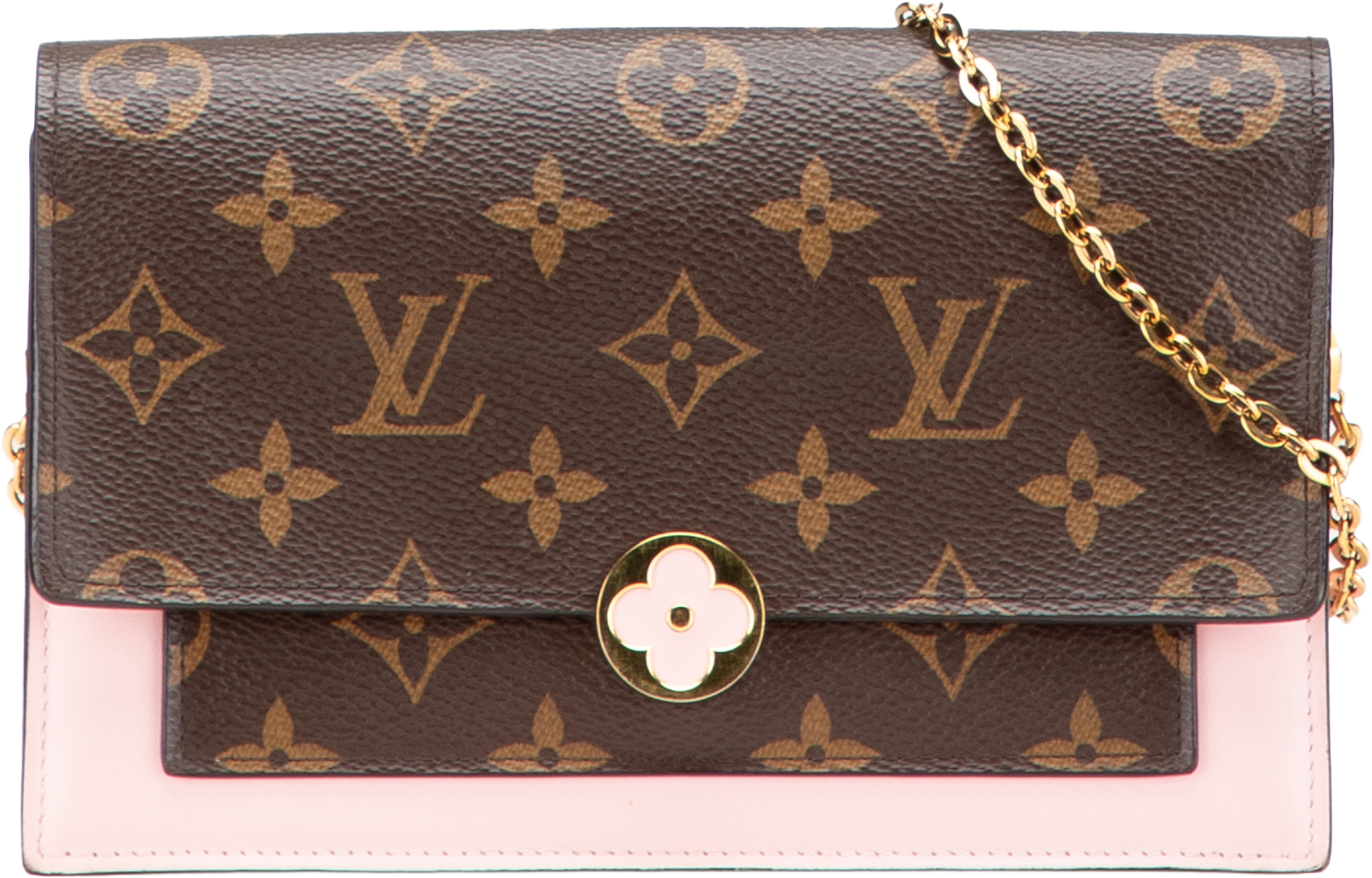 Louis Vuitton Monogram Flore Wallet On Chain, från Luxclusif, i färgen brown. Klicka för att öppna bilden i stort format