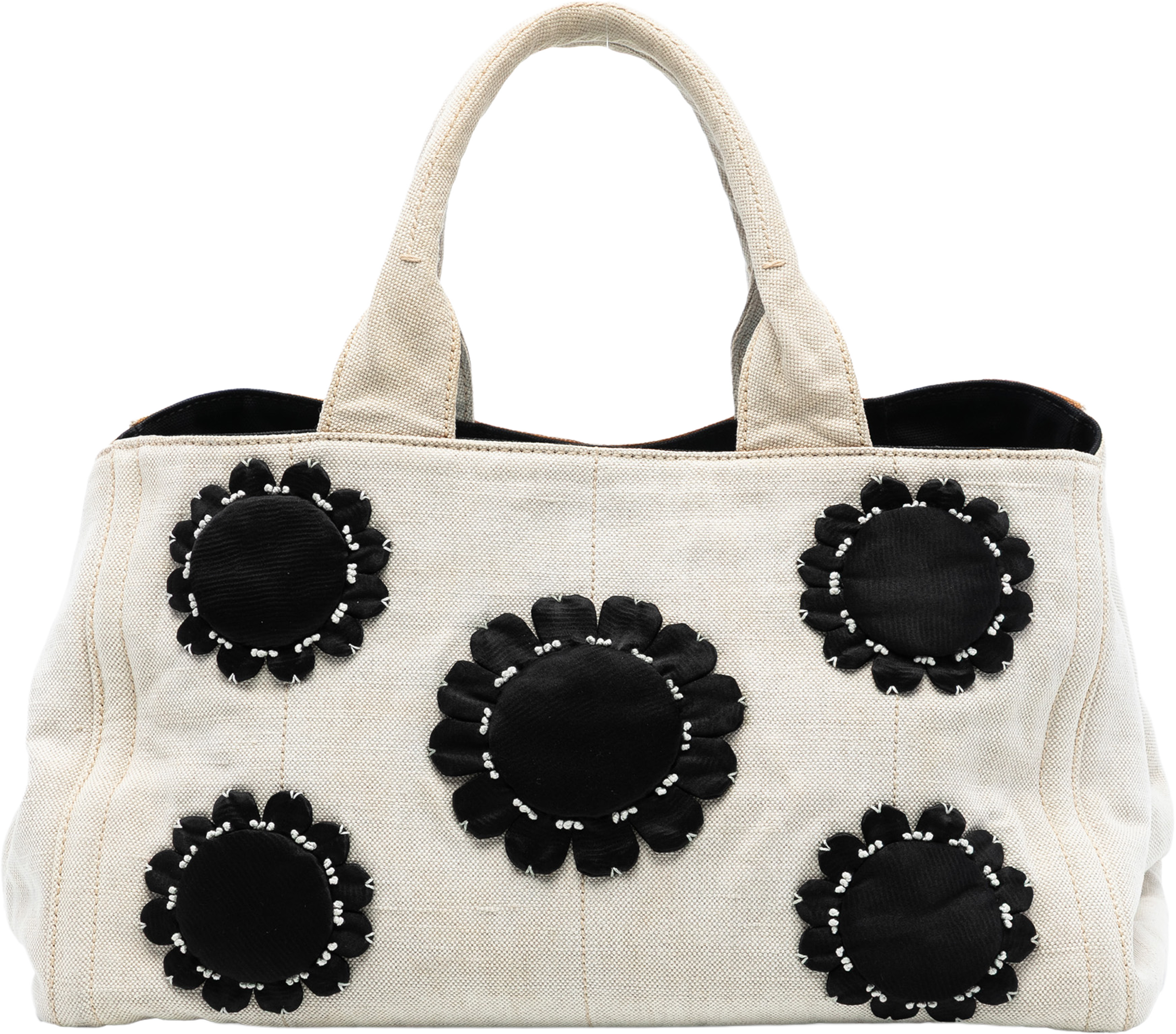 Prada Canvas Canapa Mistolino Tote, från Luxclusif, i färgen light beige. Klicka för att öppna bilden i stort format