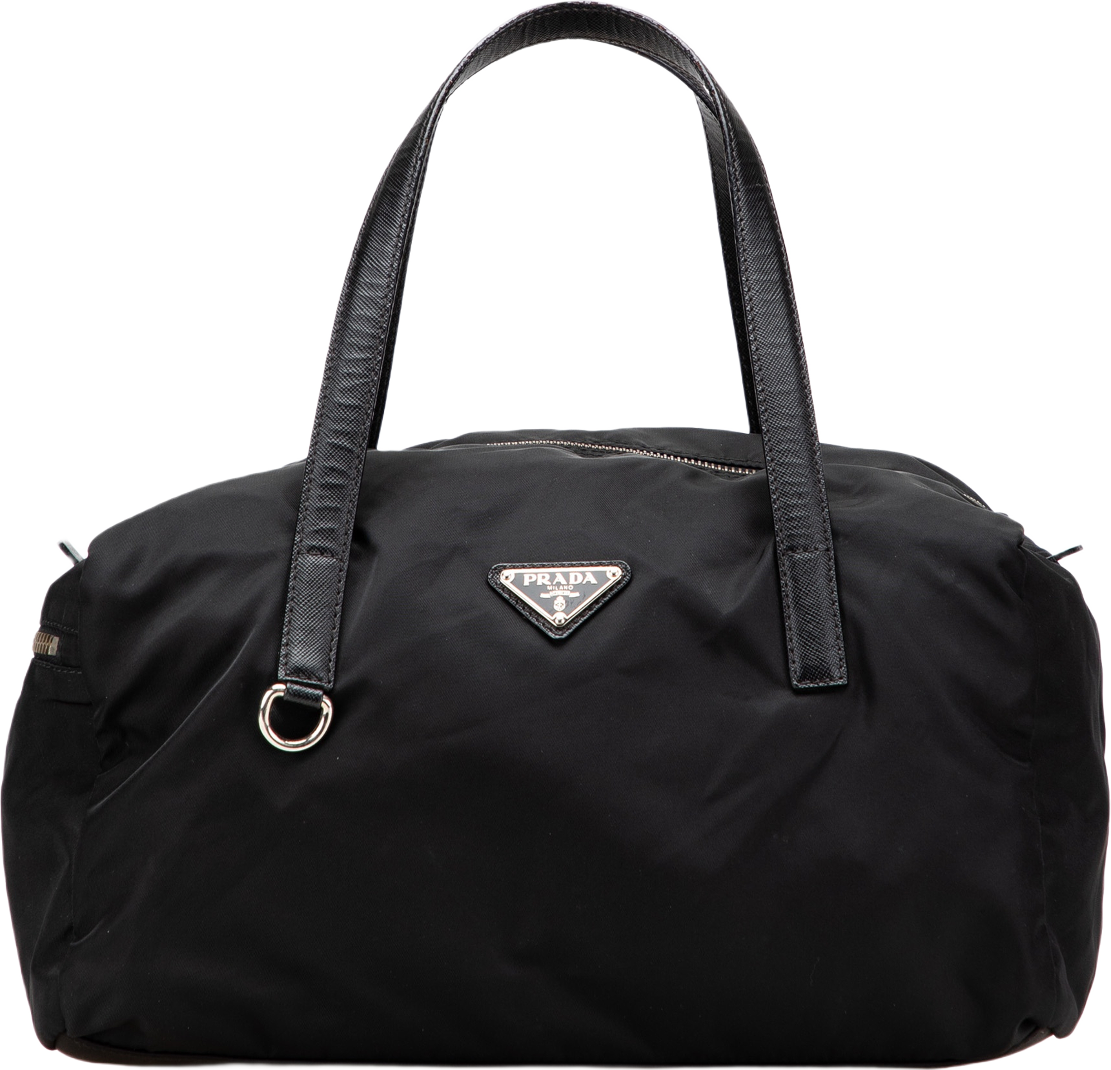 Prada Saffiano Trimmed Tessuto Handbag, från Luxclusif, i färgen black.