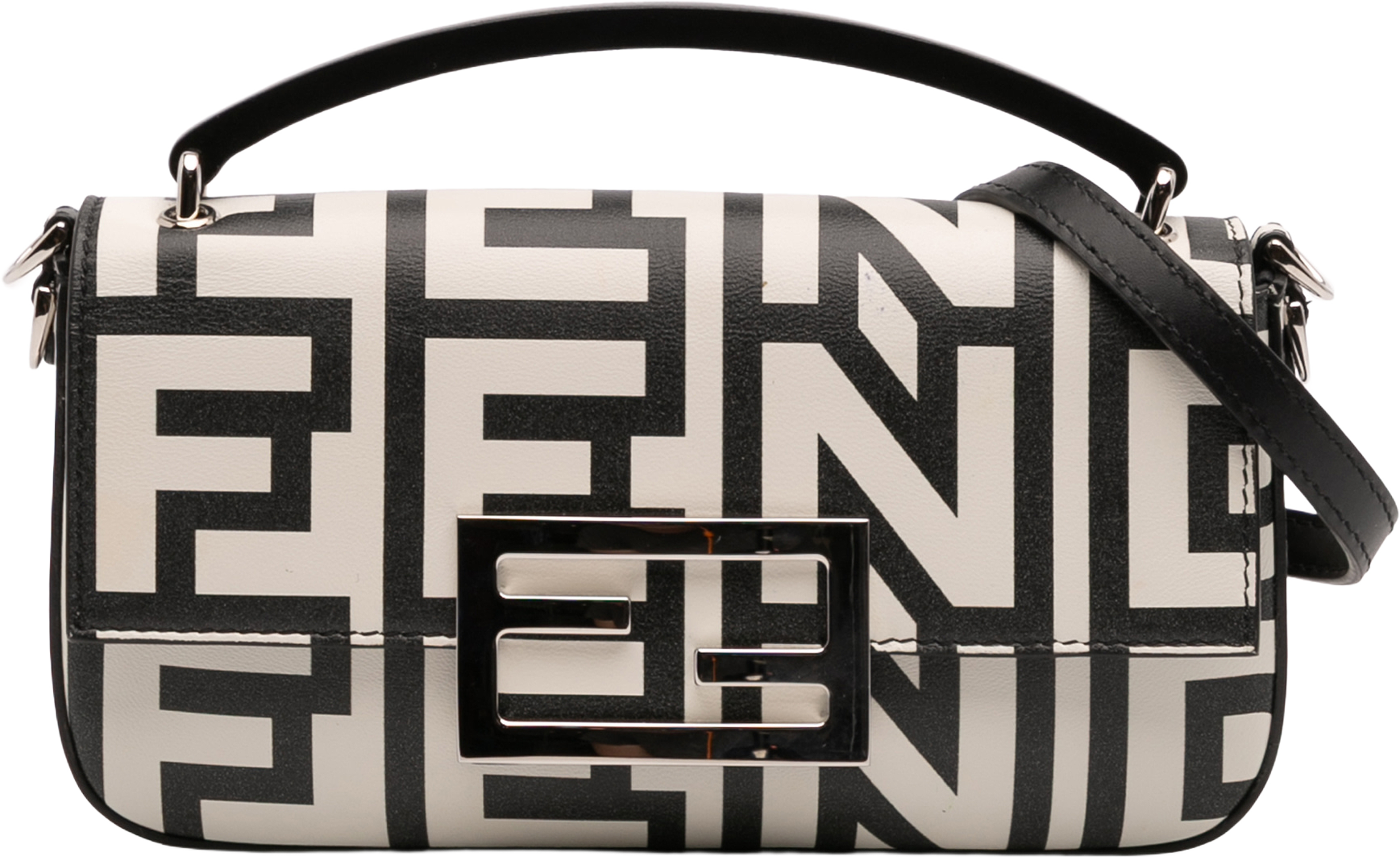 Fendi Marc Jacobs Nappa Vitello King Logo Print Baguette Phone Pouch Satchel, från Luxclusif, i färgen white. Klicka för att öppna bilden i stort format