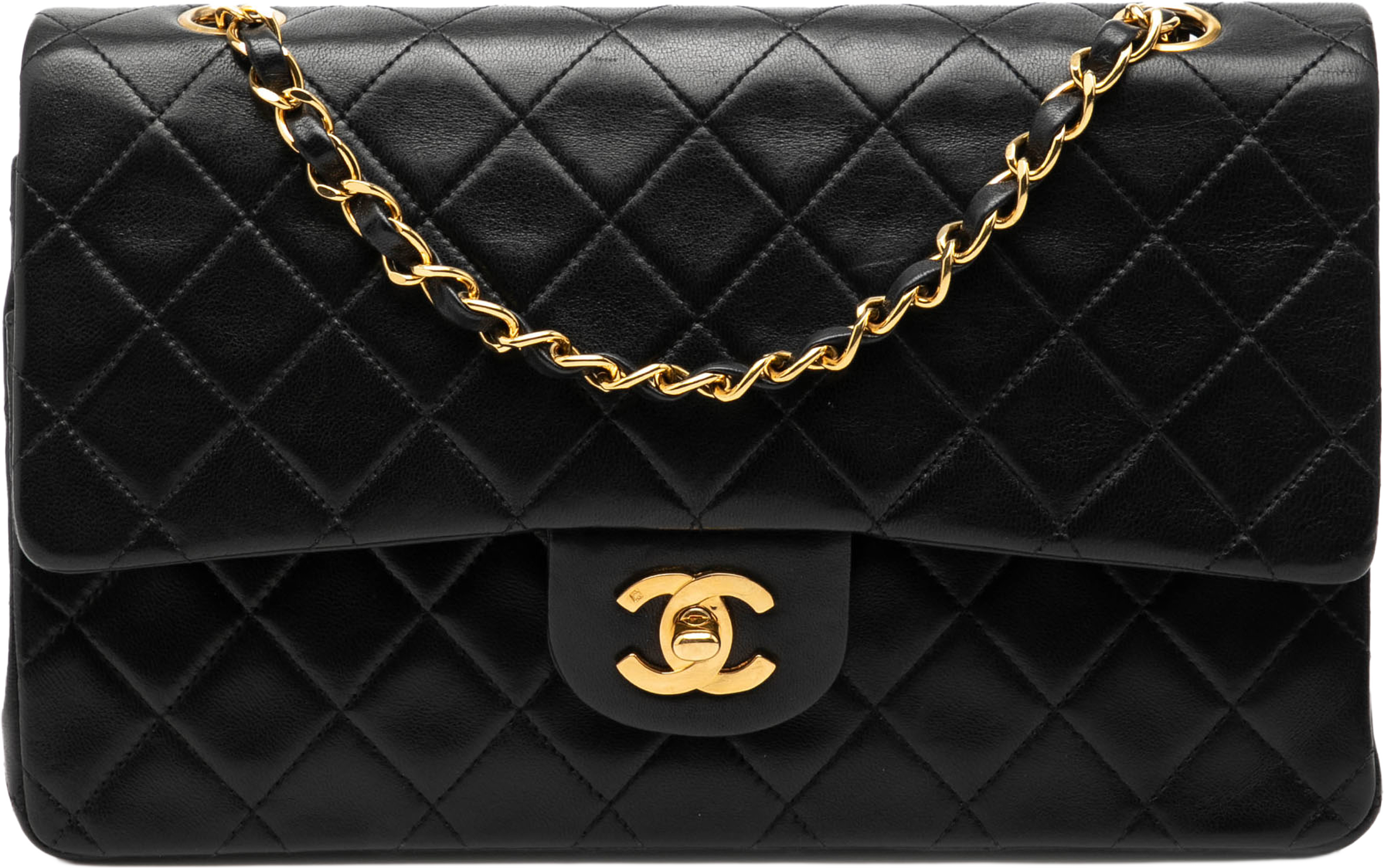 Chanel Medium Classic Lambskin Double Flap, från Luxclusif, i färgen black. Klicka för att öppna bilden i stort format