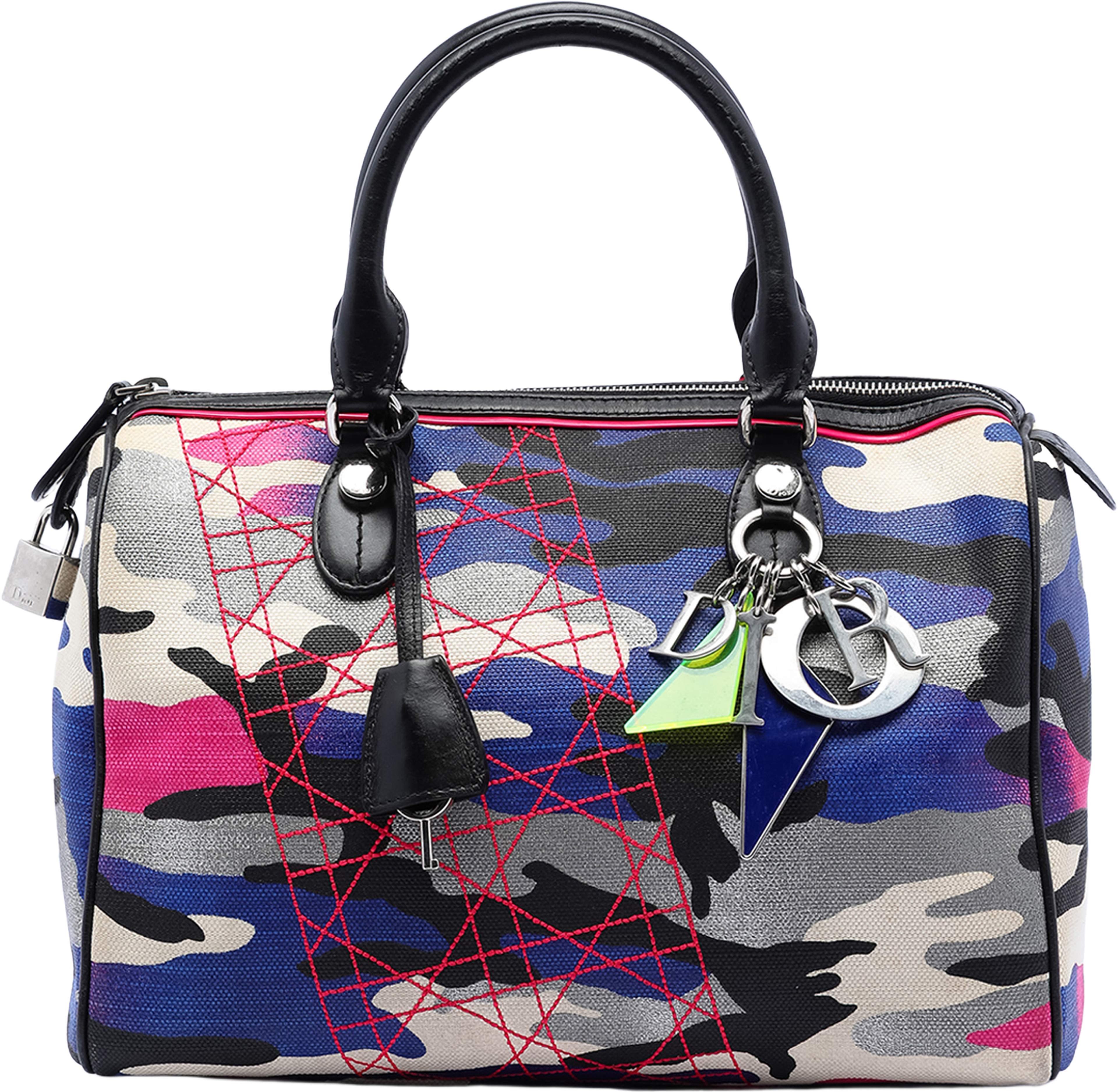 Dior Anselm Reyle Canvas Camouflage Boston Bag, från Luxclusif, i färgen blue. Klicka för att öppna bilden i stort format
