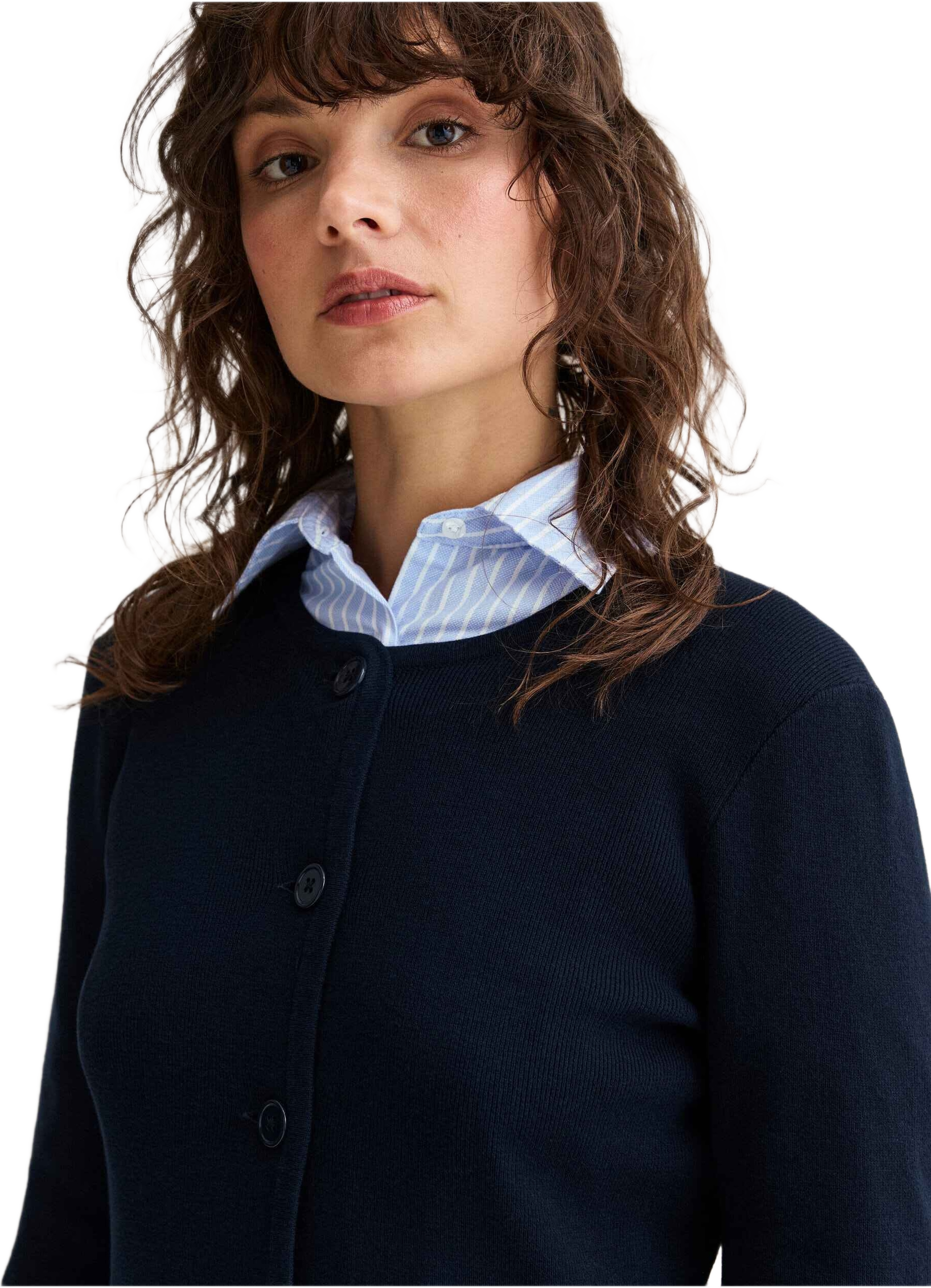 Felicity Rib Cardigan, från Newhouse, i färgen marinblå. Klicka för att öppna bilden i stort format