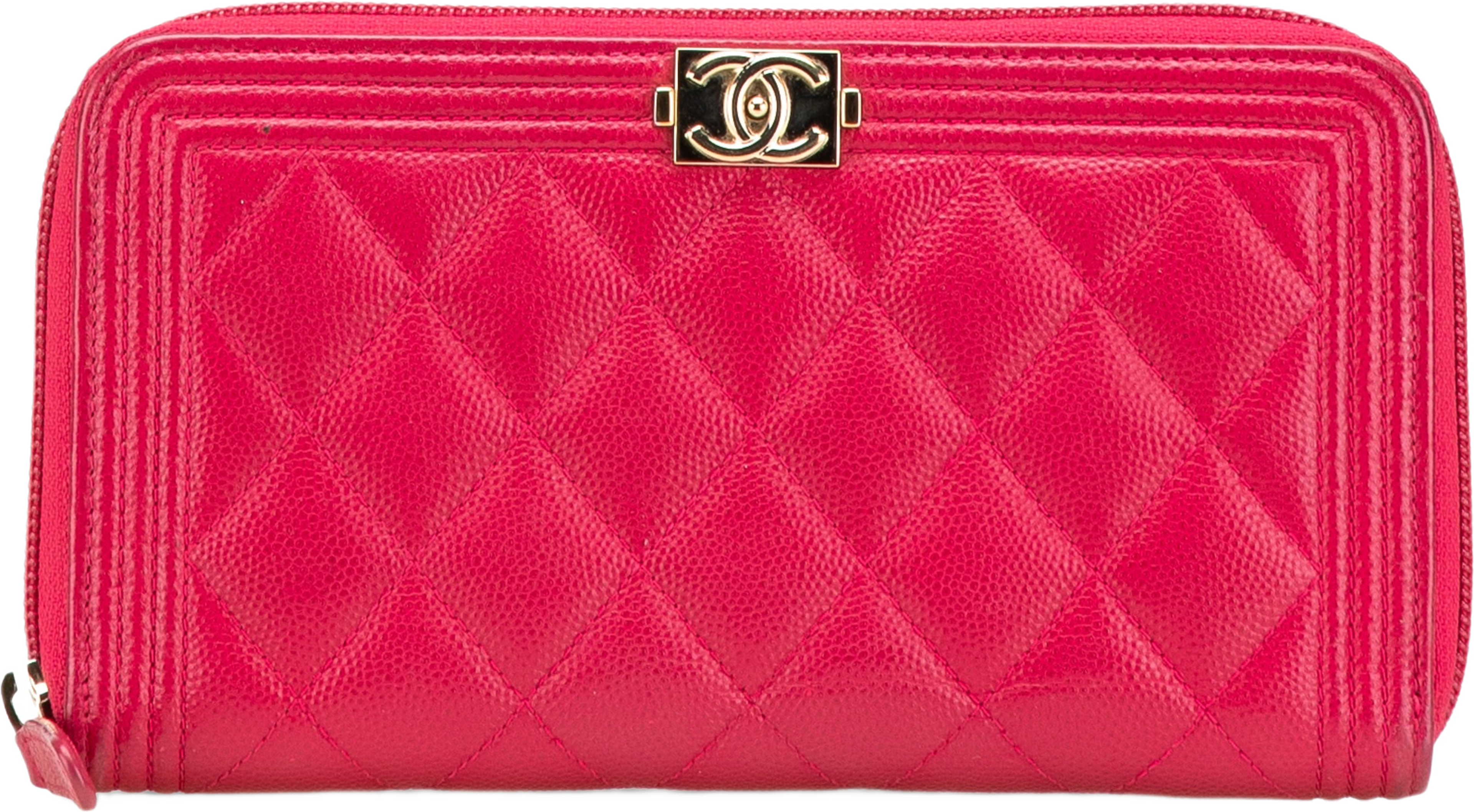 Chanel Quilted Caviar Boy Zip Around Wallet
