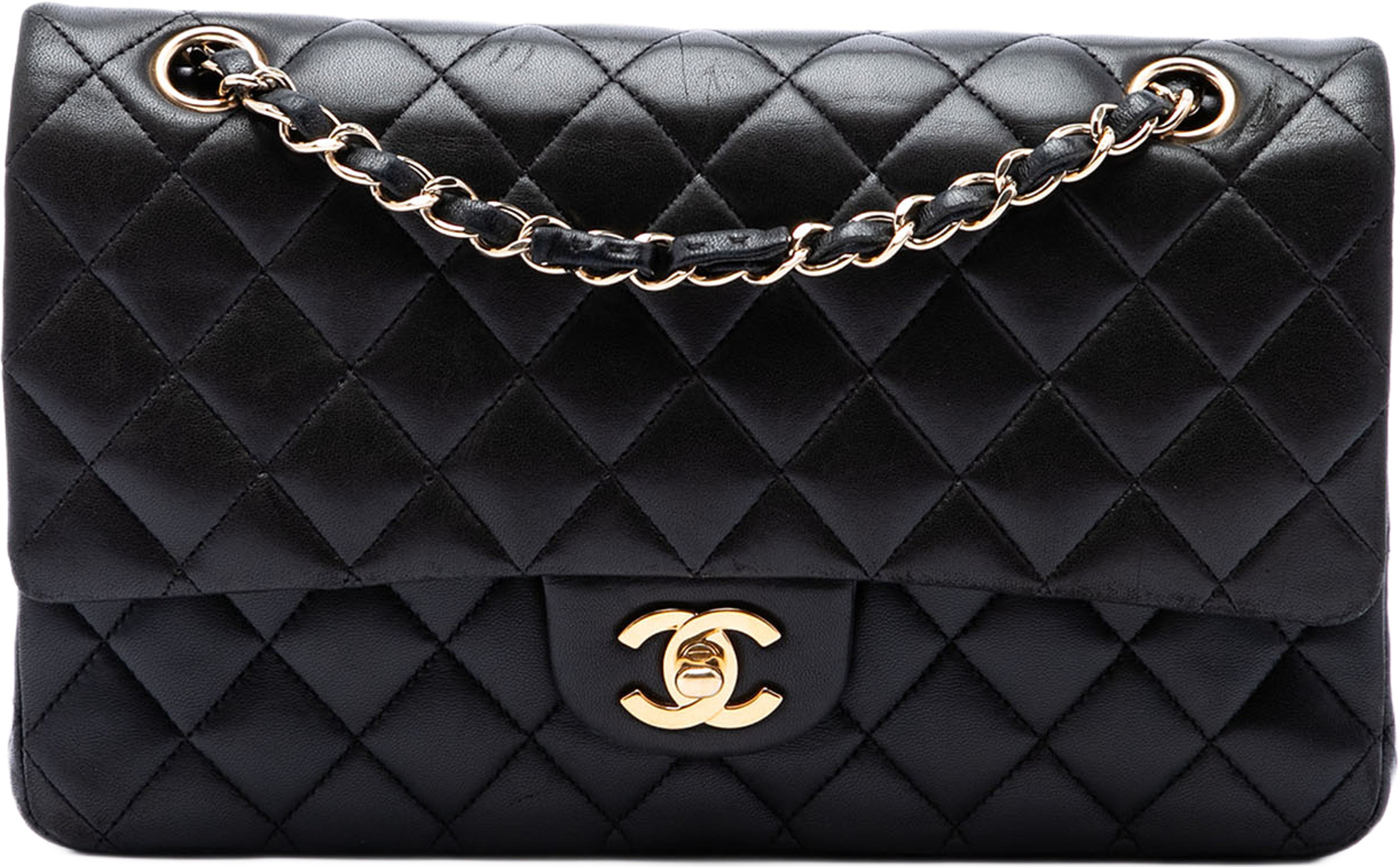 Chanel Medium Classic Lambskin Double Flap, från Luxclusif, i färgen svart. Klicka för att öppna bilden i stort format