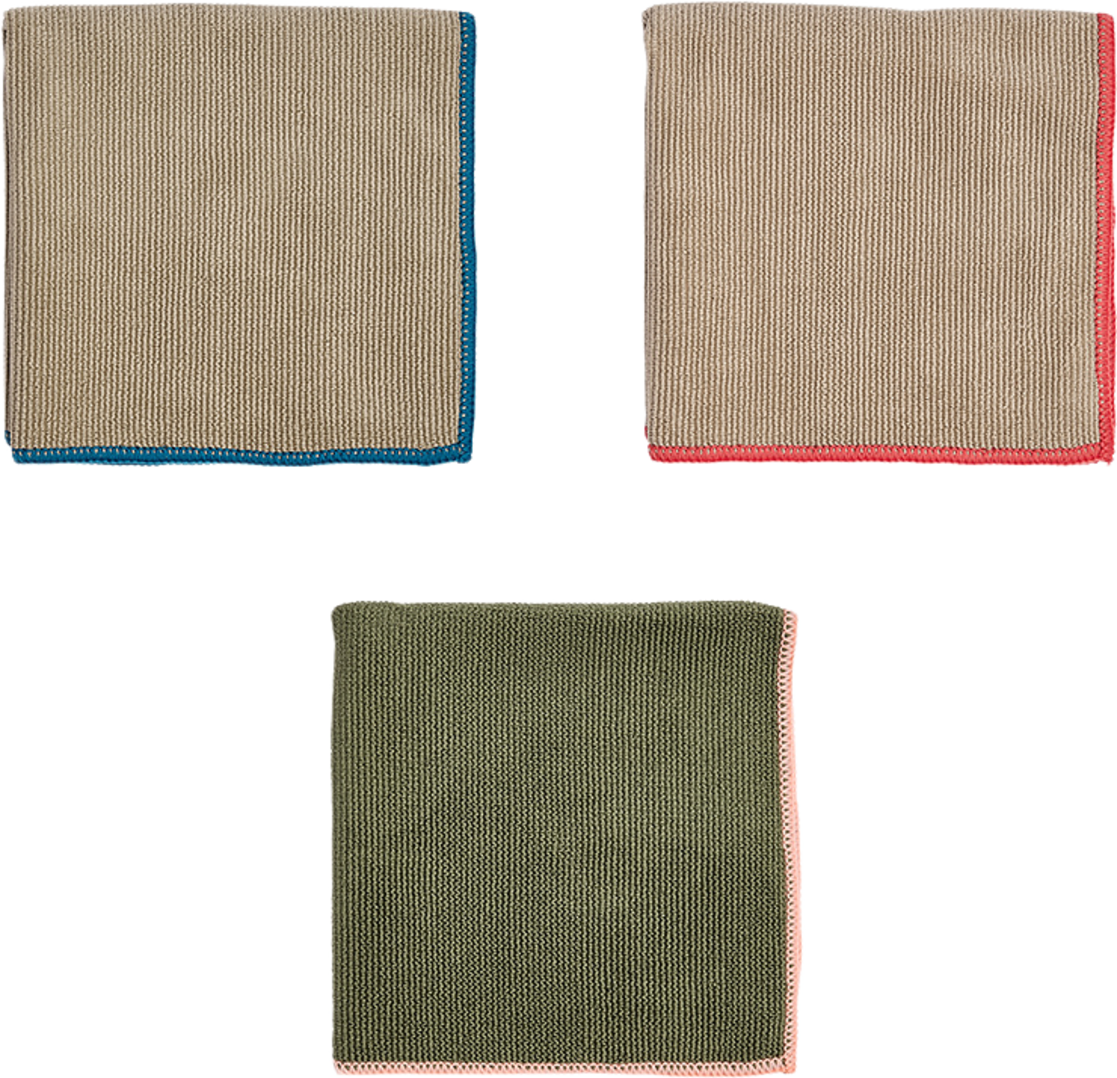 Mundus Microfiber Dish Cloth - Pack Of 3, från OYOY Living, i färgen olive,clay. Klicka för att öppna bilden i stort format