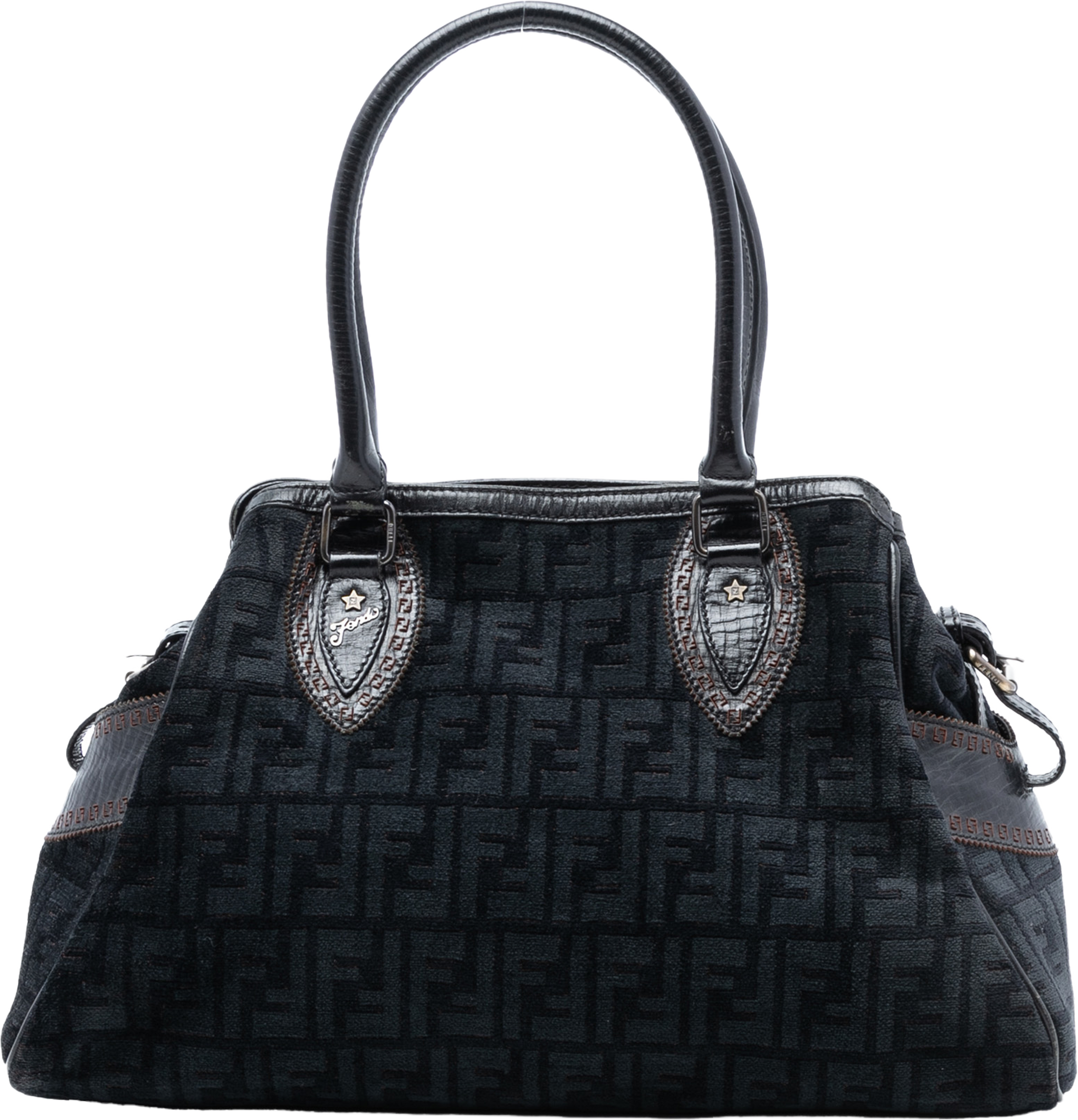 Fendi Medium Zucca Velvet Etniko Du Jour Handbag, från Luxclusif, i färgen black. Klicka för att öppna bilden i stort format