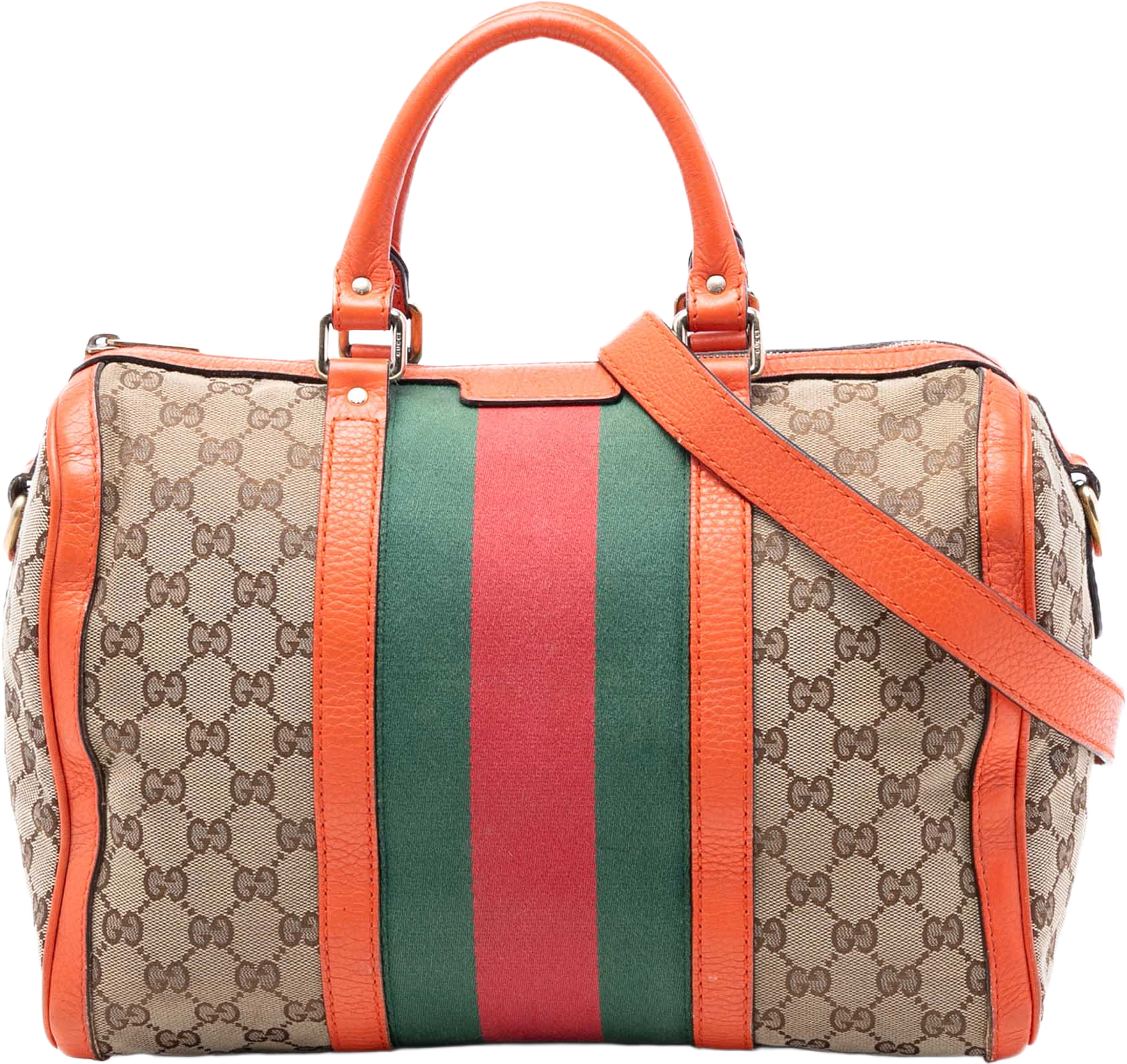 Gucci Medium Gg Canvas Web Joy Boston Bag, från Luxclusif, i färgen beige. Klicka för att öppna bilden i stort format