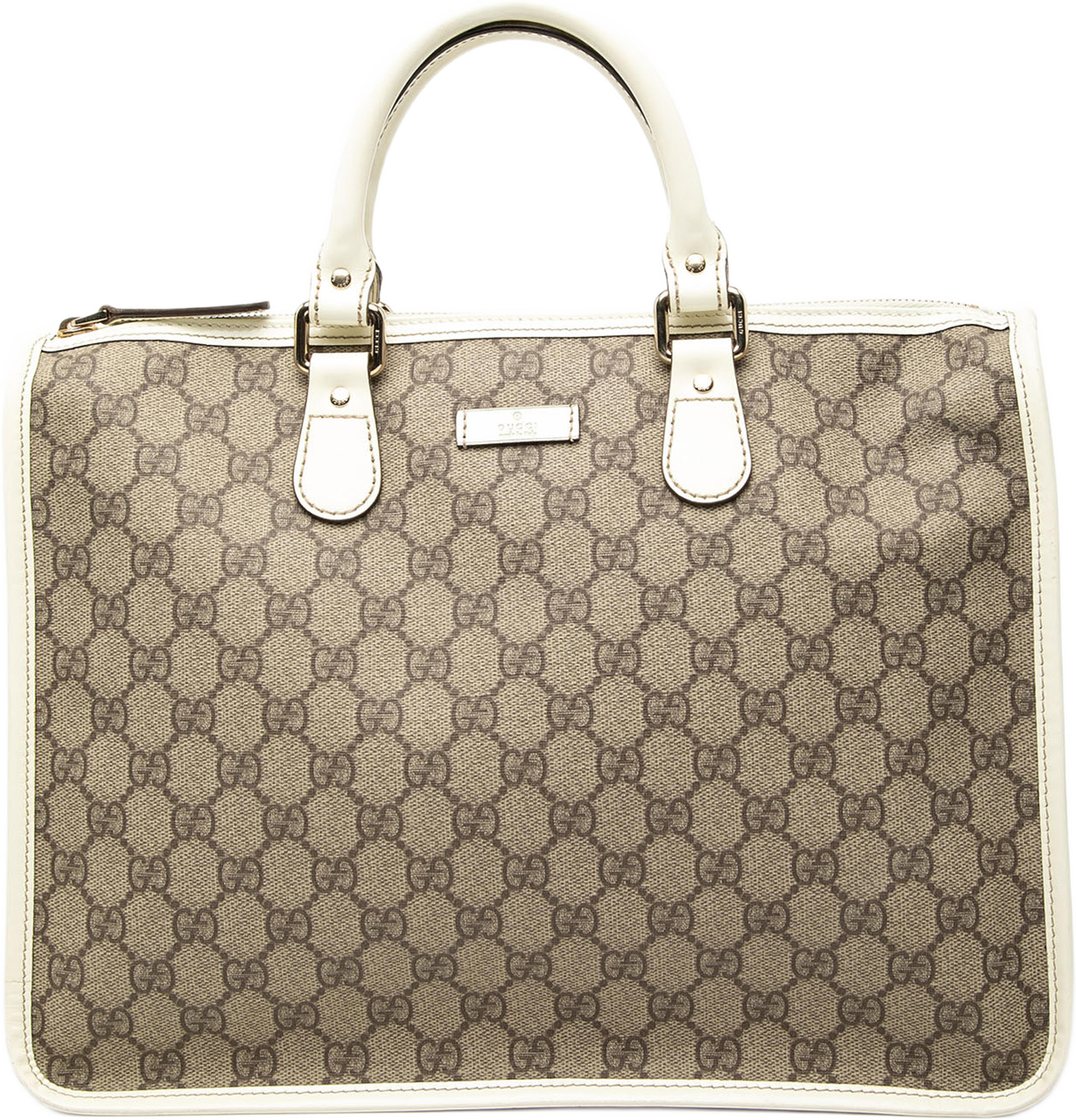 Gucci Gg Supreme Satchel, från Luxclusif, i färgen vit. Klicka för att öppna bilden i stort format