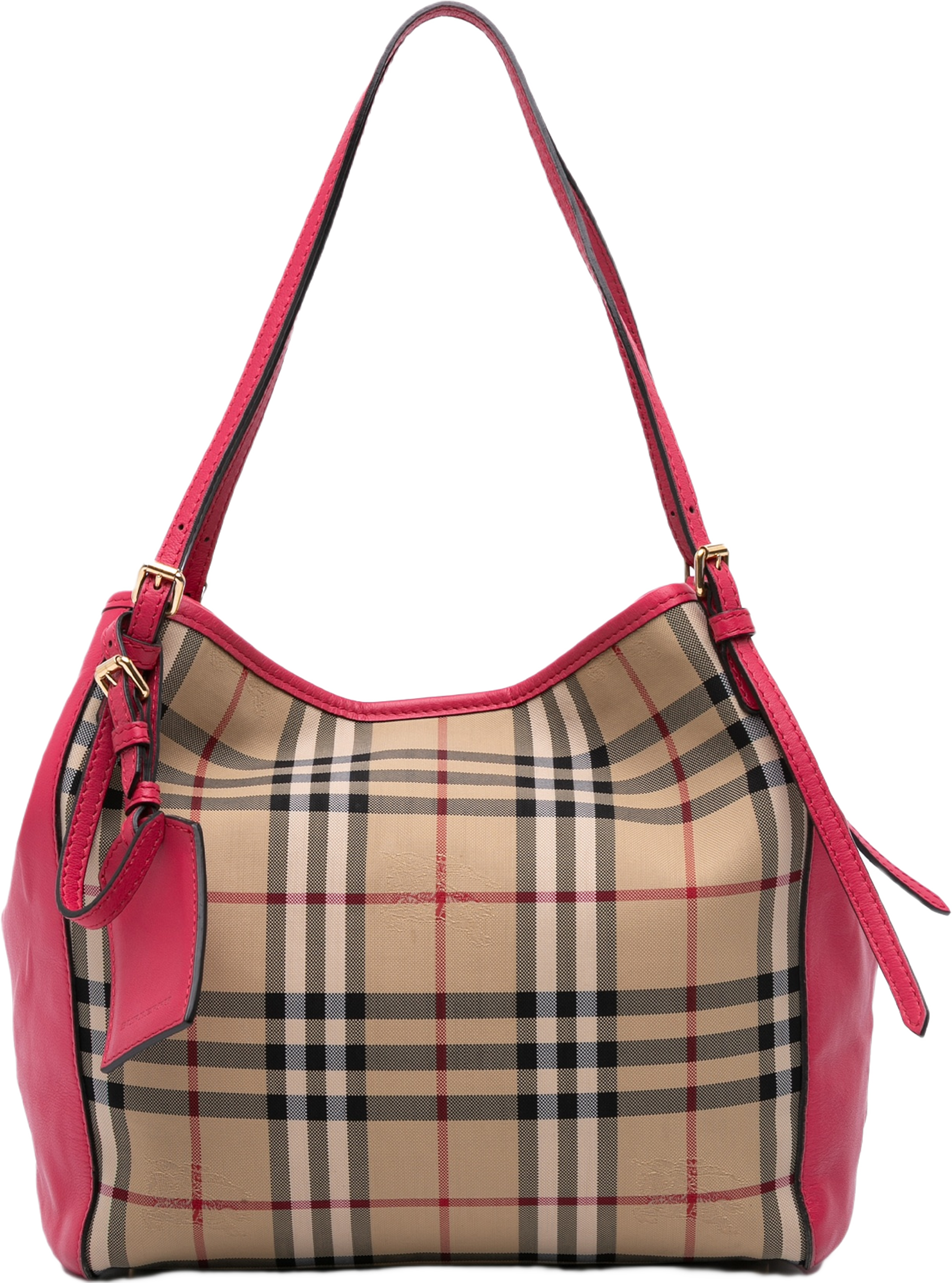 Burberry Small Haymarket Check Canvas And Leather Canterbury Tote, från Luxclusif, i färgen beige.