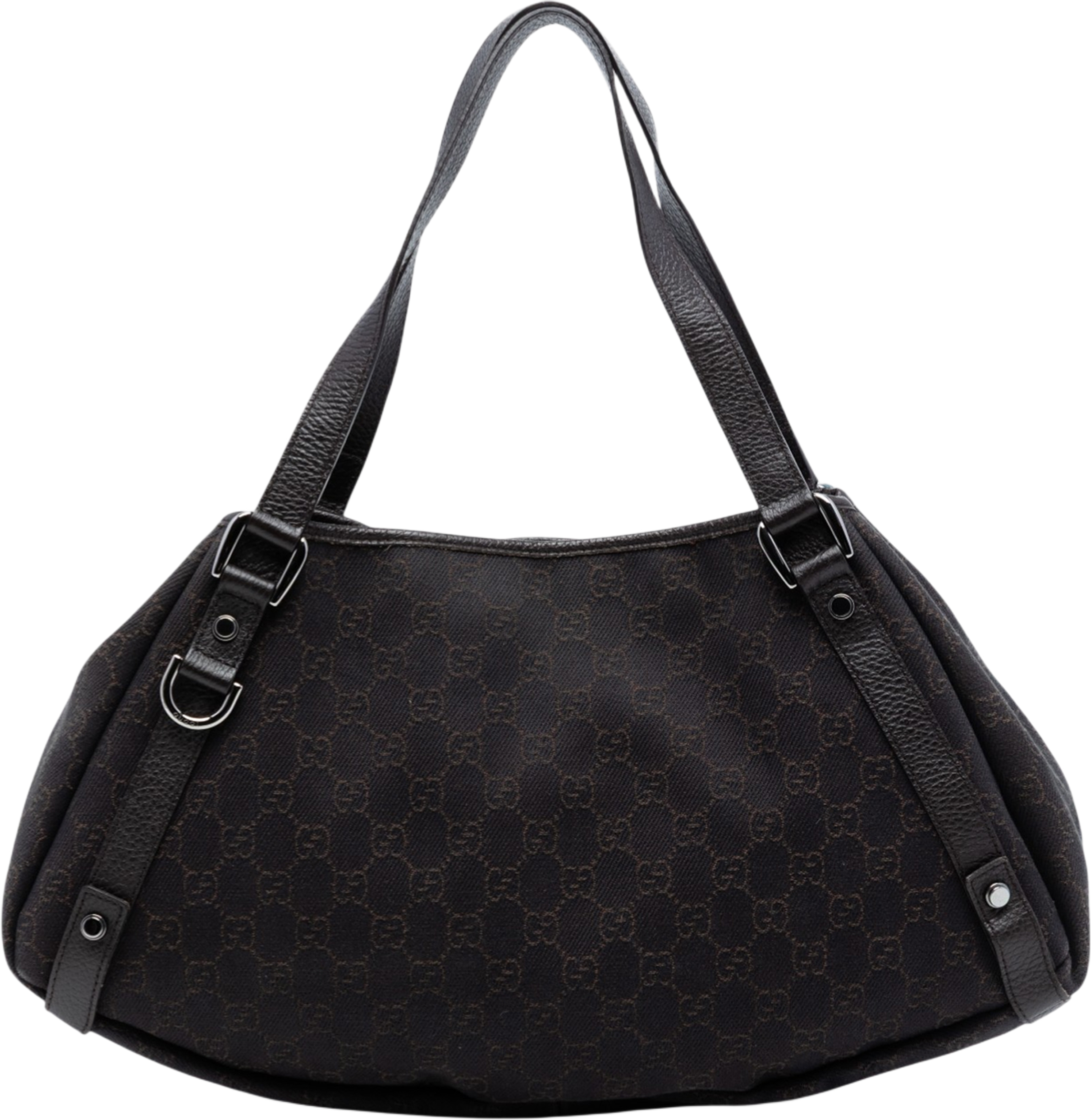 Gucci Gg Denim Abbey D Ring Tote, från Luxclusif, i färgen dark brown. Klicka för att öppna bilden i stort format