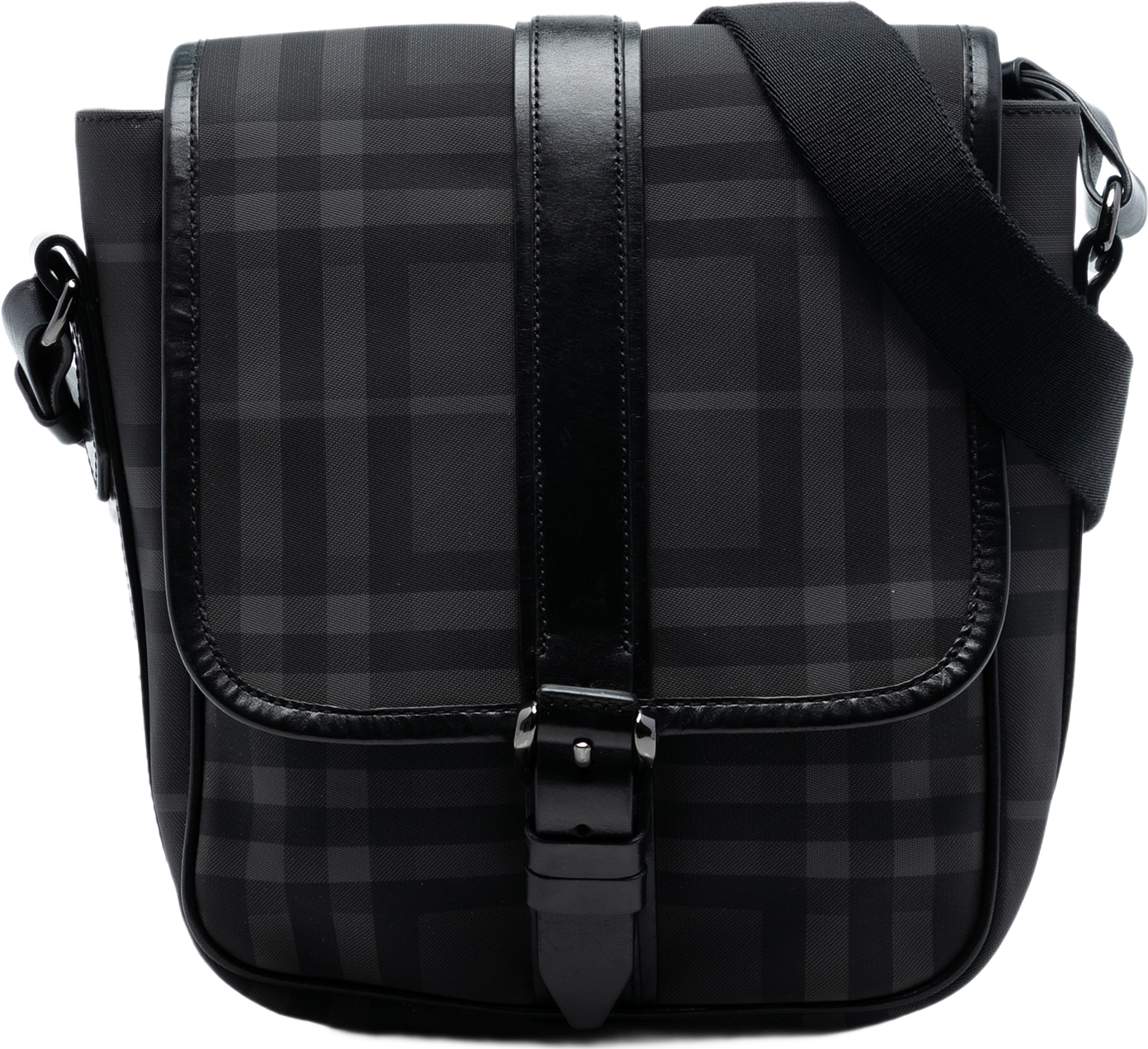 Burberry Smoke Check Coated Canvas Crossbody, från Luxclusif, i färgen grå. Klicka för att öppna bilden i stort format