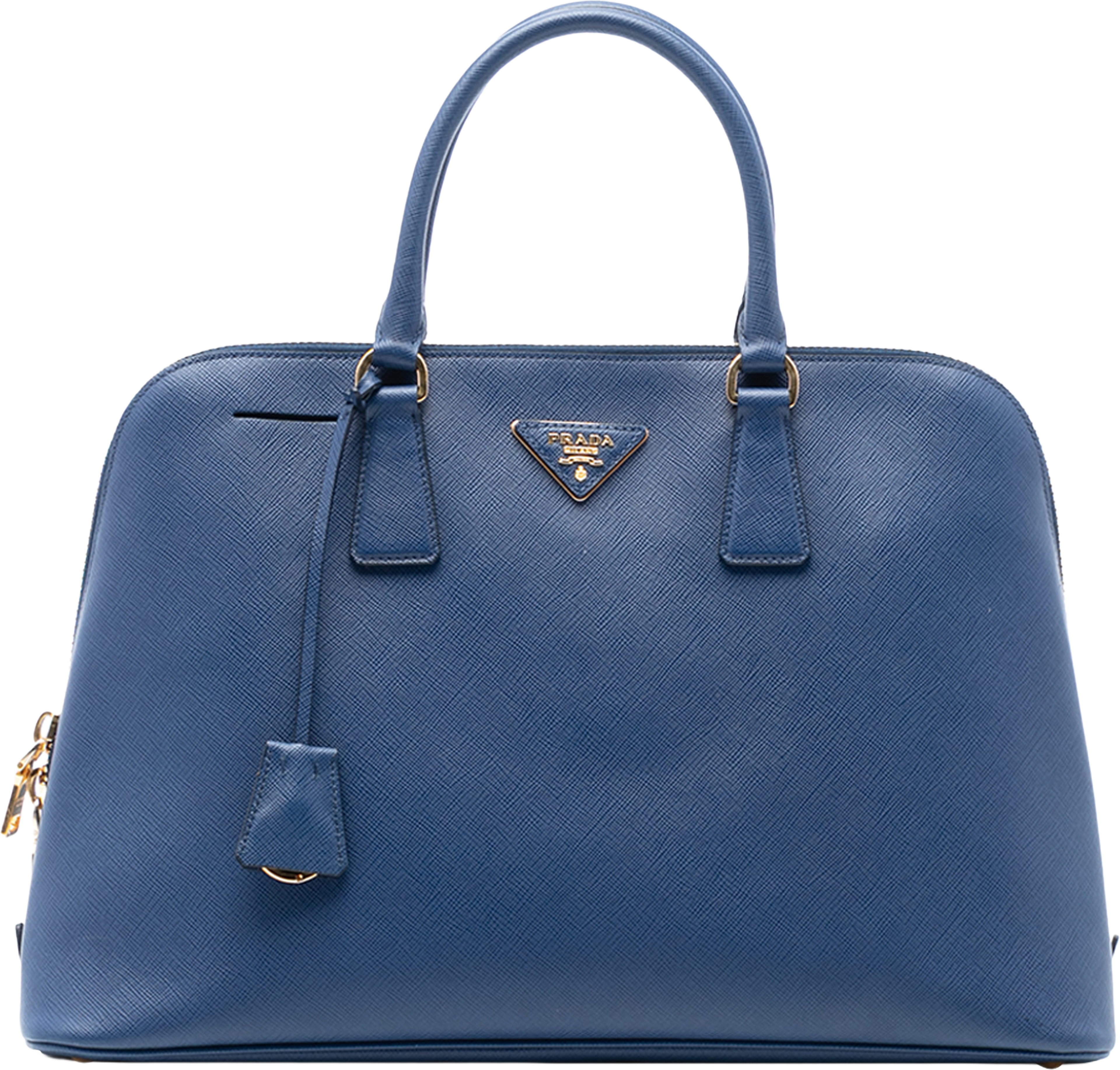 Prada Large Saffiano Lux Promenade Satchel, från Luxclusif, i färgen blue. Klicka för att öppna bilden i stort format