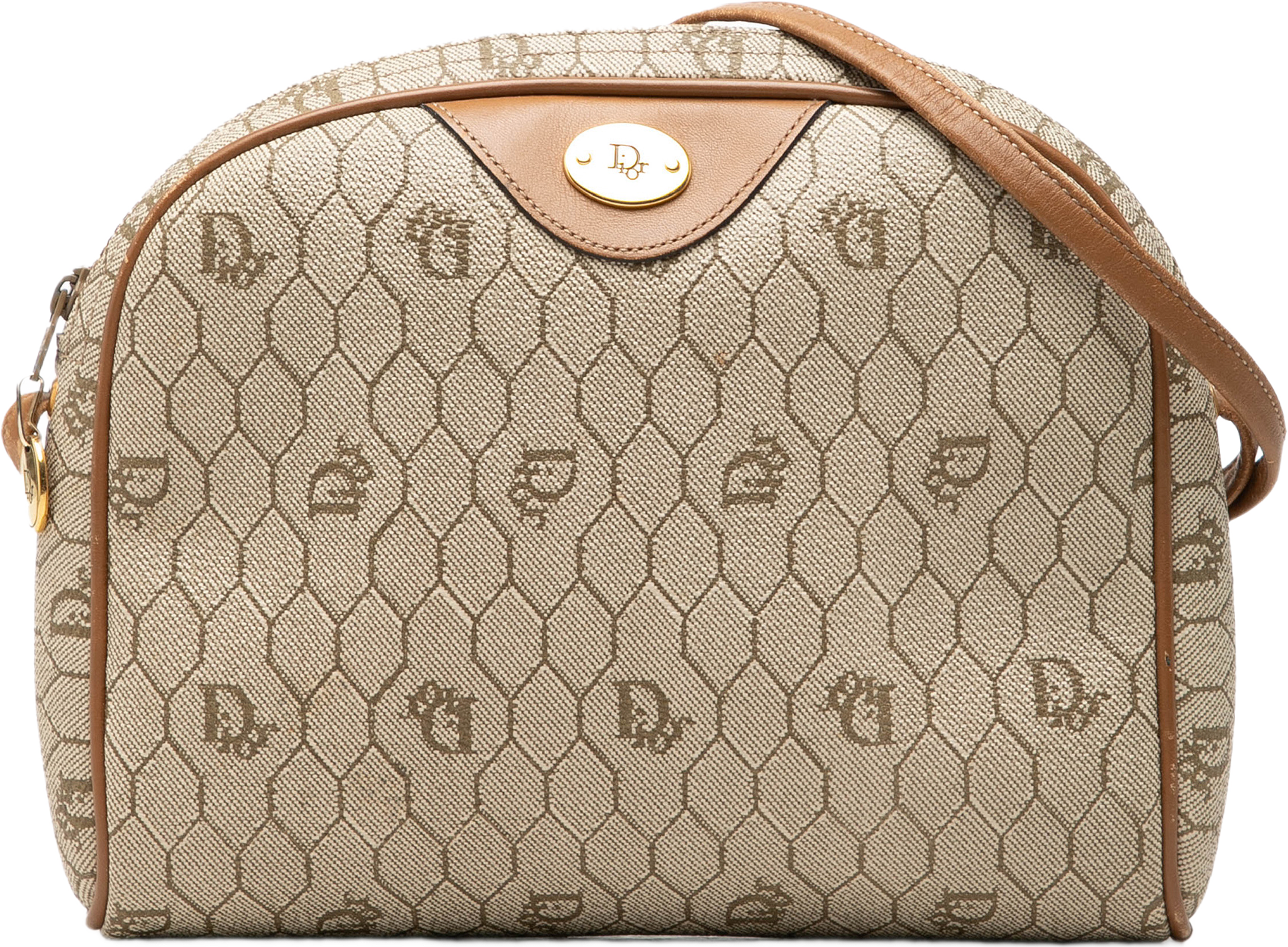 Dior Honeycomb Coated Canvas Crossbody, från Luxclusif, i färgen beige. Klicka för att öppna bilden i stort format