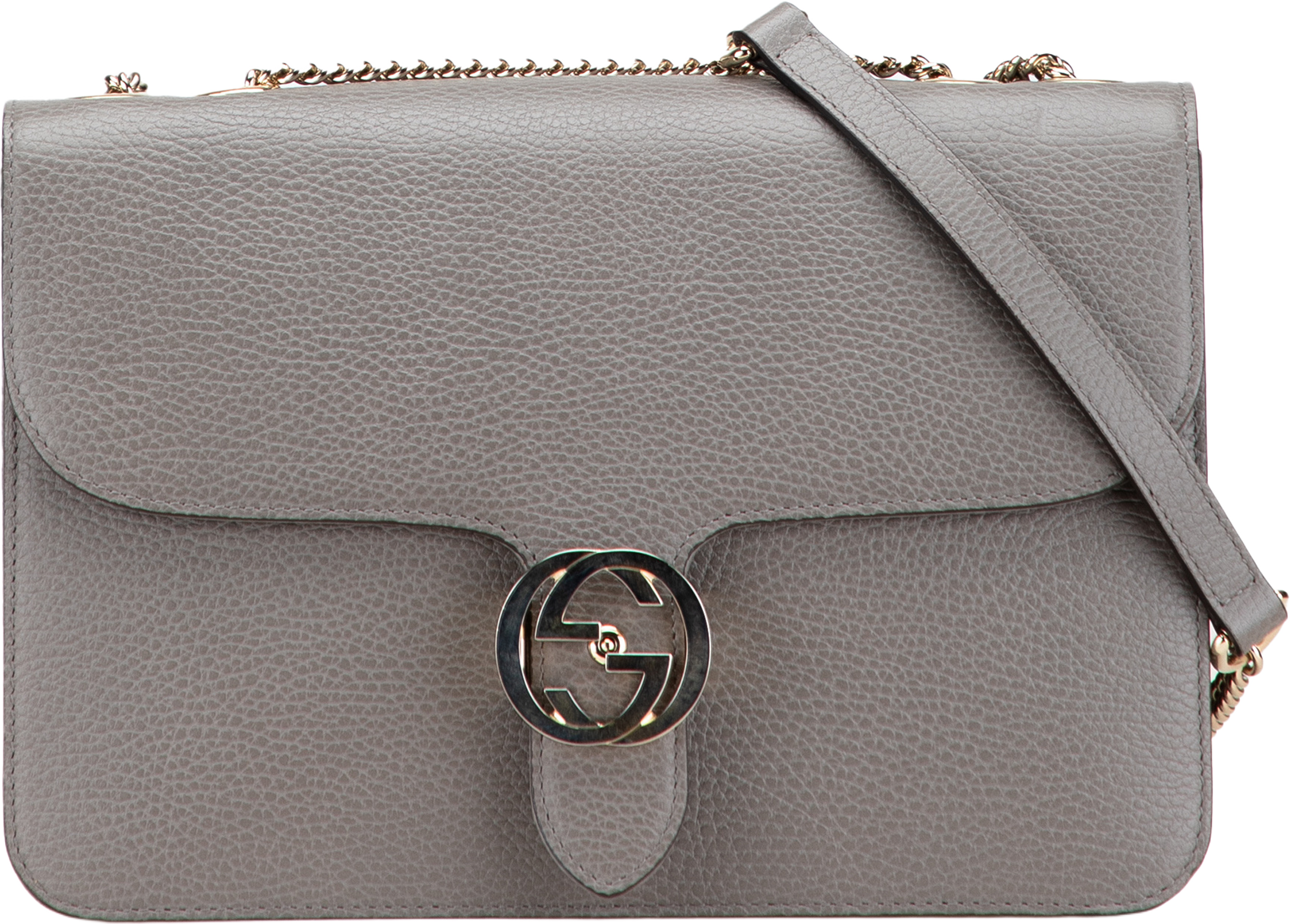 Gucci Medium Dollar Calfskin Interlocking G Crossbody, från Luxclusif, i färgen gray. Klicka för att öppna bilden i stort format