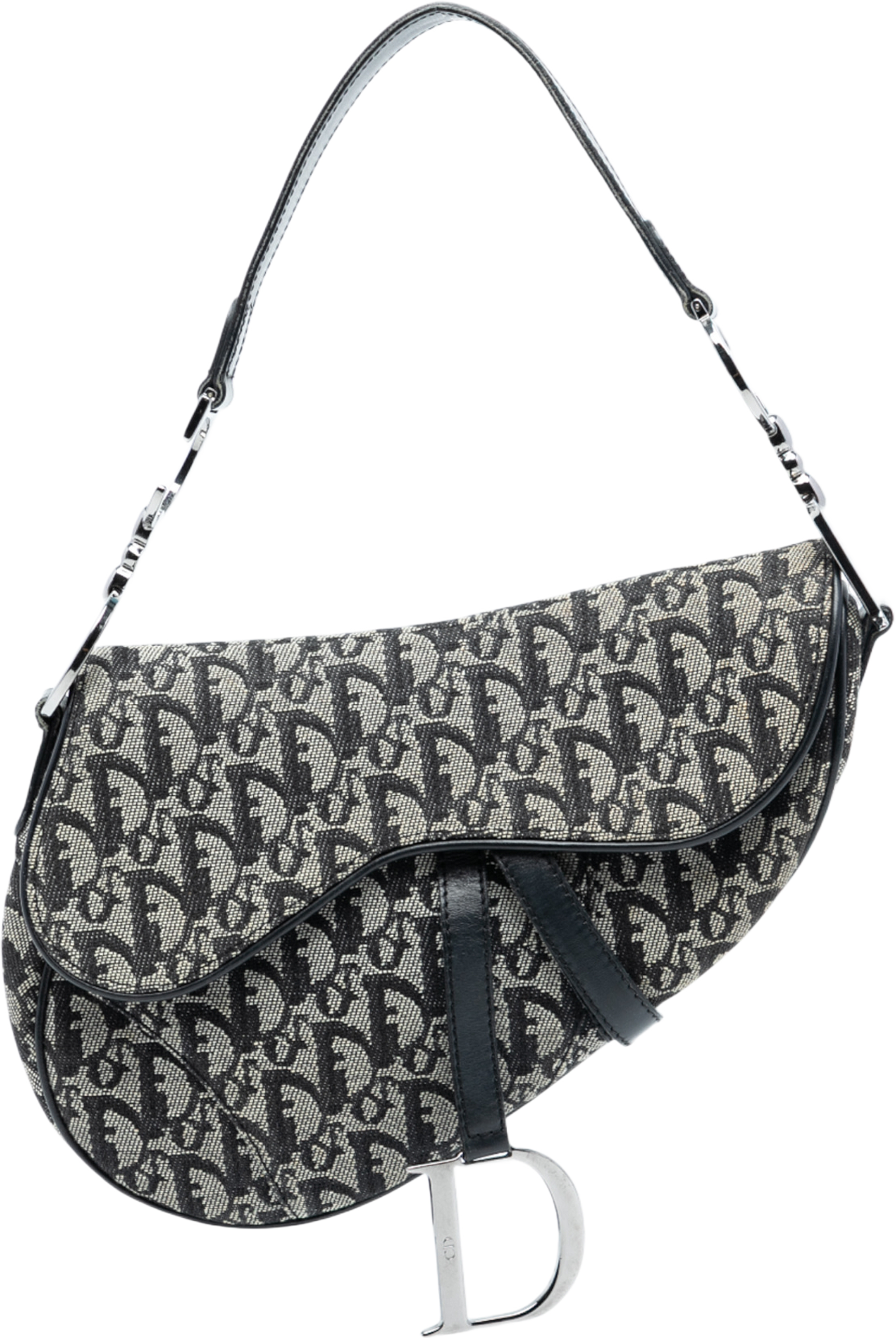 Dior Diorissimo Canvas Saddle Bag, från Luxclusif, i färgen gray. Klicka för att öppna bilden i stort format