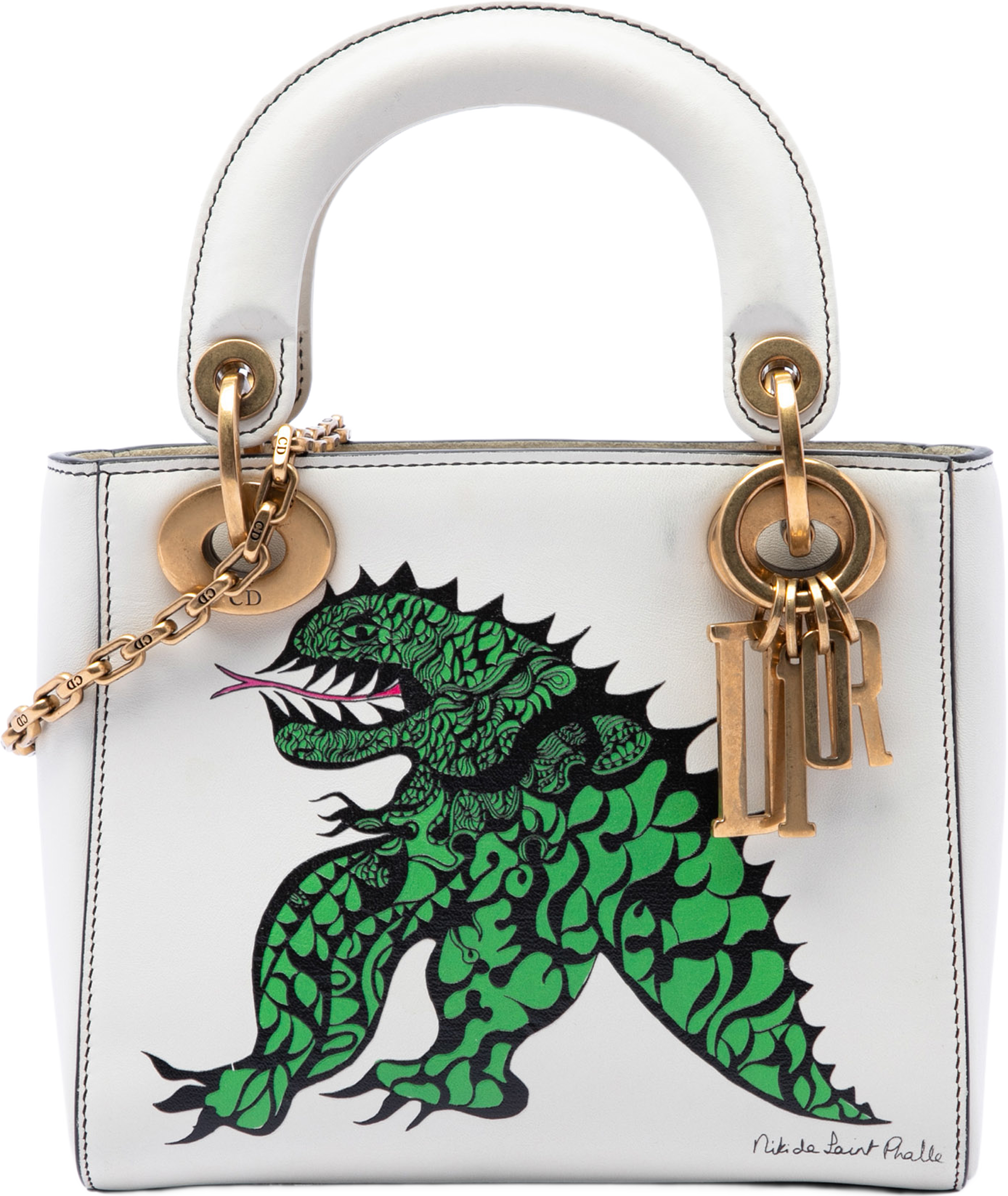 Dior Limited Edition Niki De Saint Phalle Mini Calfskin Dragon Lady Dior, från Luxclusif, i färgen vit. Klicka för att öppna bilden i stort format