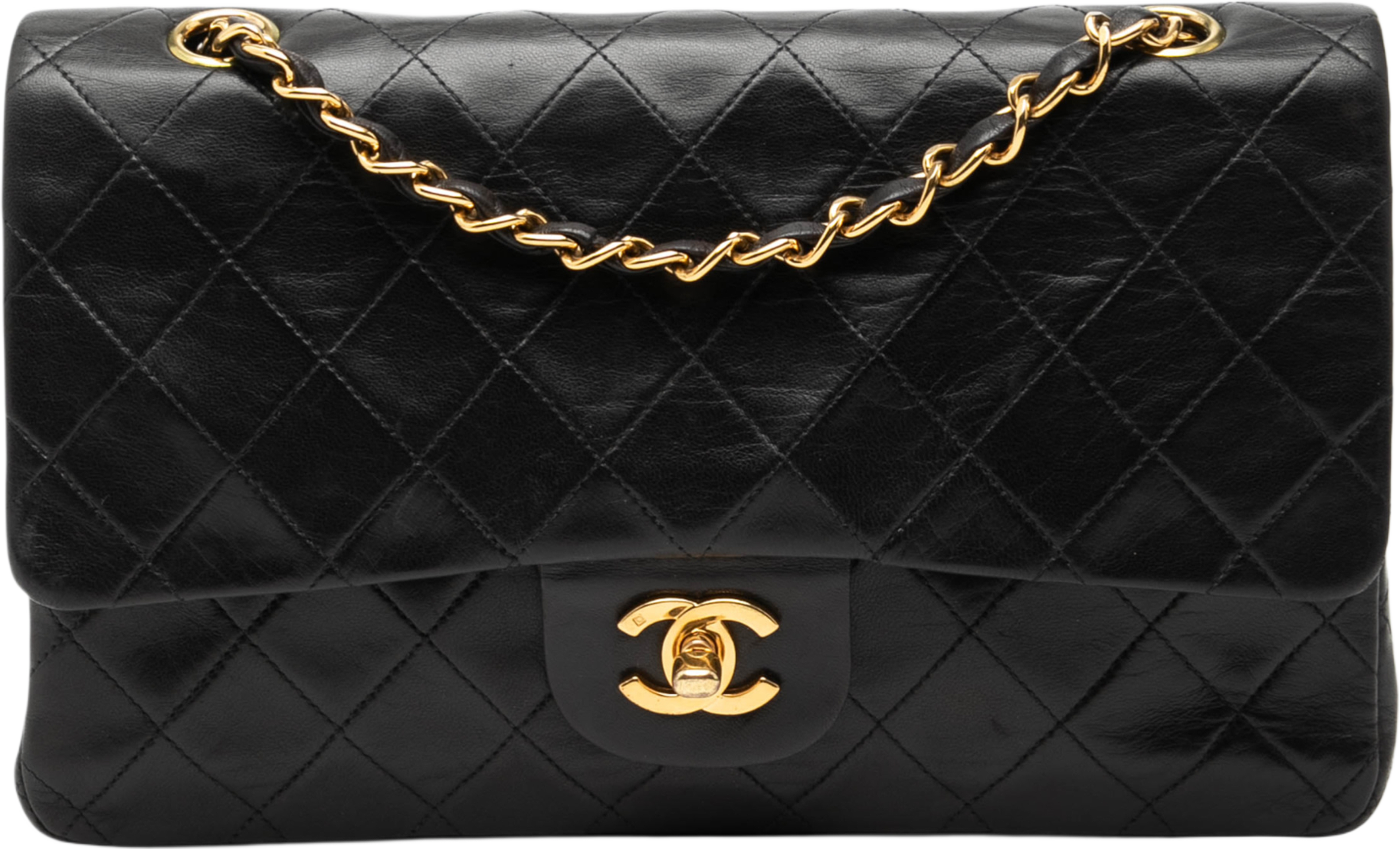 Chanel Medium Classic Lambskin Double Flap, från Luxclusif, i färgen black. Klicka för att öppna bilden i stort format