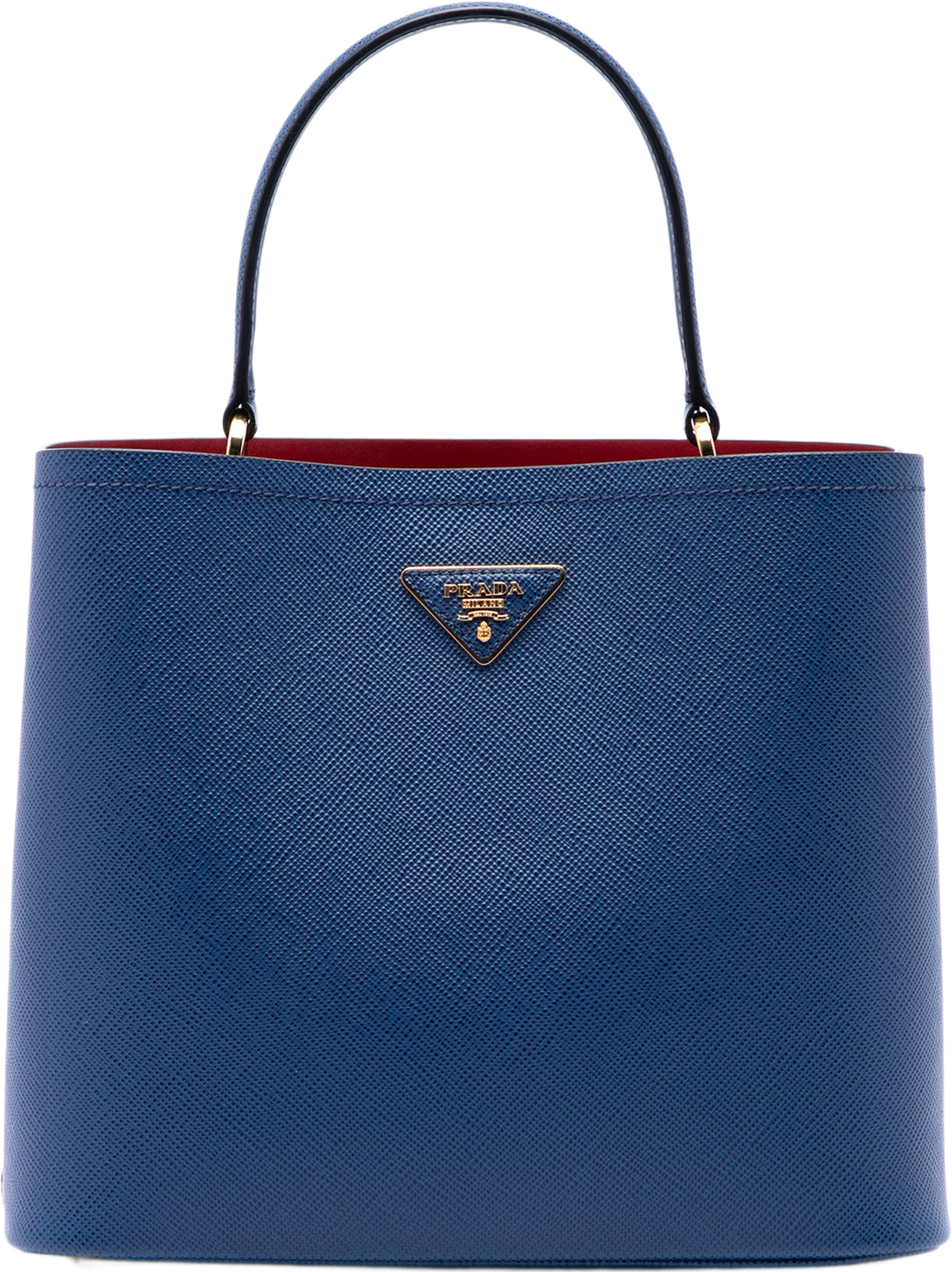 Prada Large Saffiano Cuir Panier Satchel, från Luxclusif, i färgen blå. Klicka för att öppna bilden i stort format