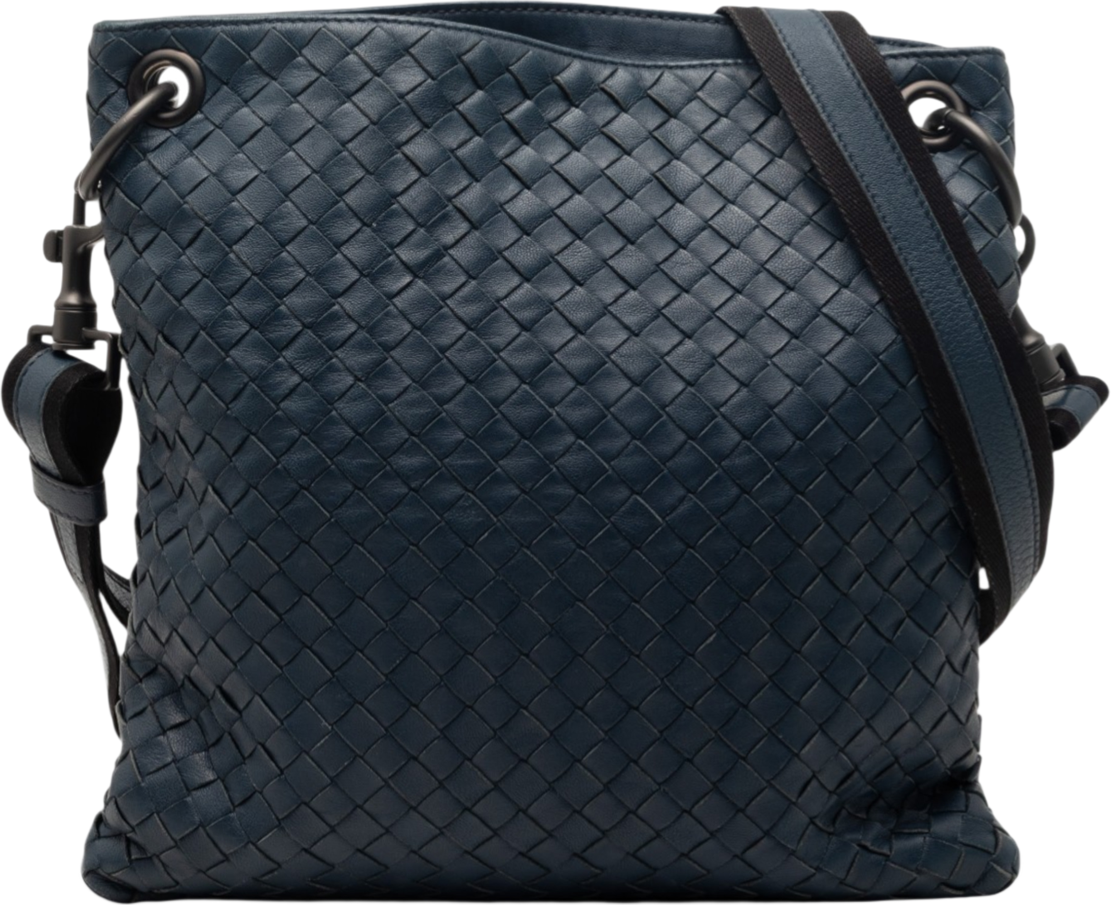 Bottega Veneta Nappa Intrecciato Crossbody, från Luxclusif, i färgen navy. Klicka för att öppna bilden i stort format