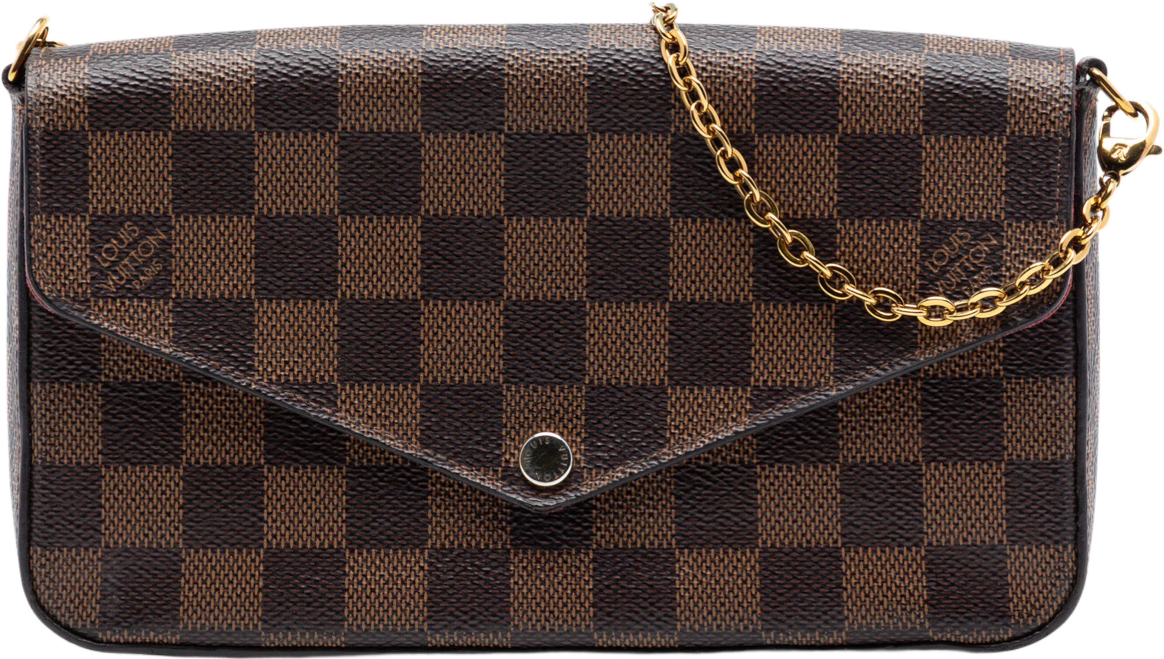 Louis Vuitton Damier Ebene Pochette Felicie, från Luxclusif, i färgen brown. Klicka för att öppna bilden i stort format