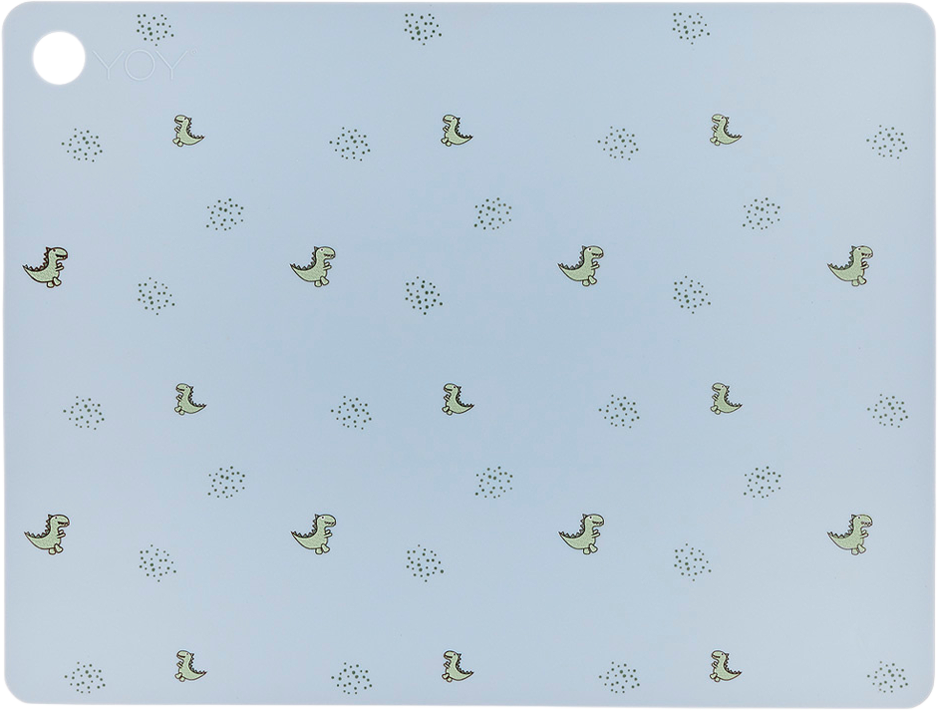 Placemat Dino, från OYOY Mini, i färgen pale blue. Klicka för att öppna bilden i stort format