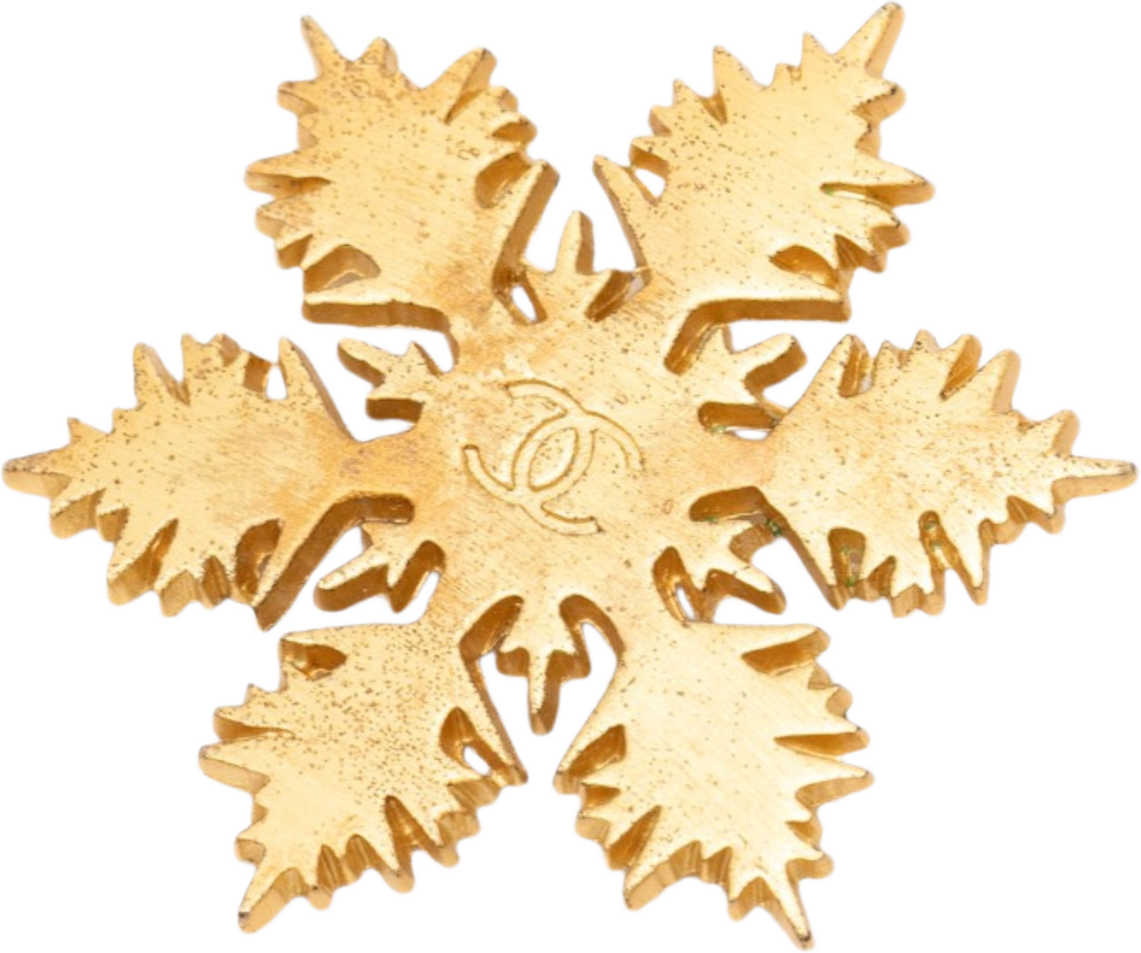 Chanel Cc Gold Plated Snowflake Brooch, från Luxclusif, i färgen guld. Klicka för att öppna bilden i stort format