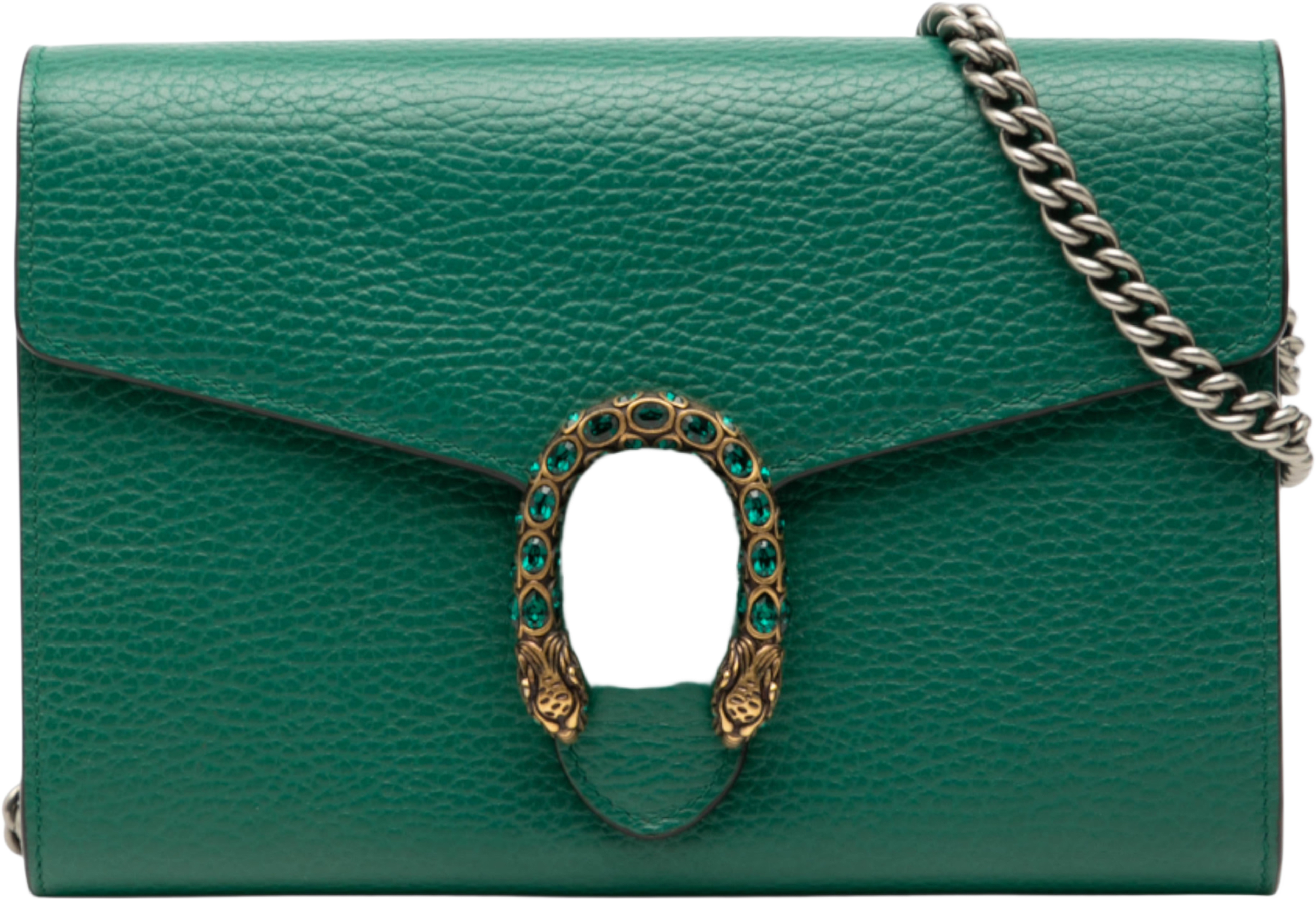 Gucci Leather Dionysus Wallet On Chain, från Luxclusif, i färgen green. Klicka för att öppna bilden i stort format