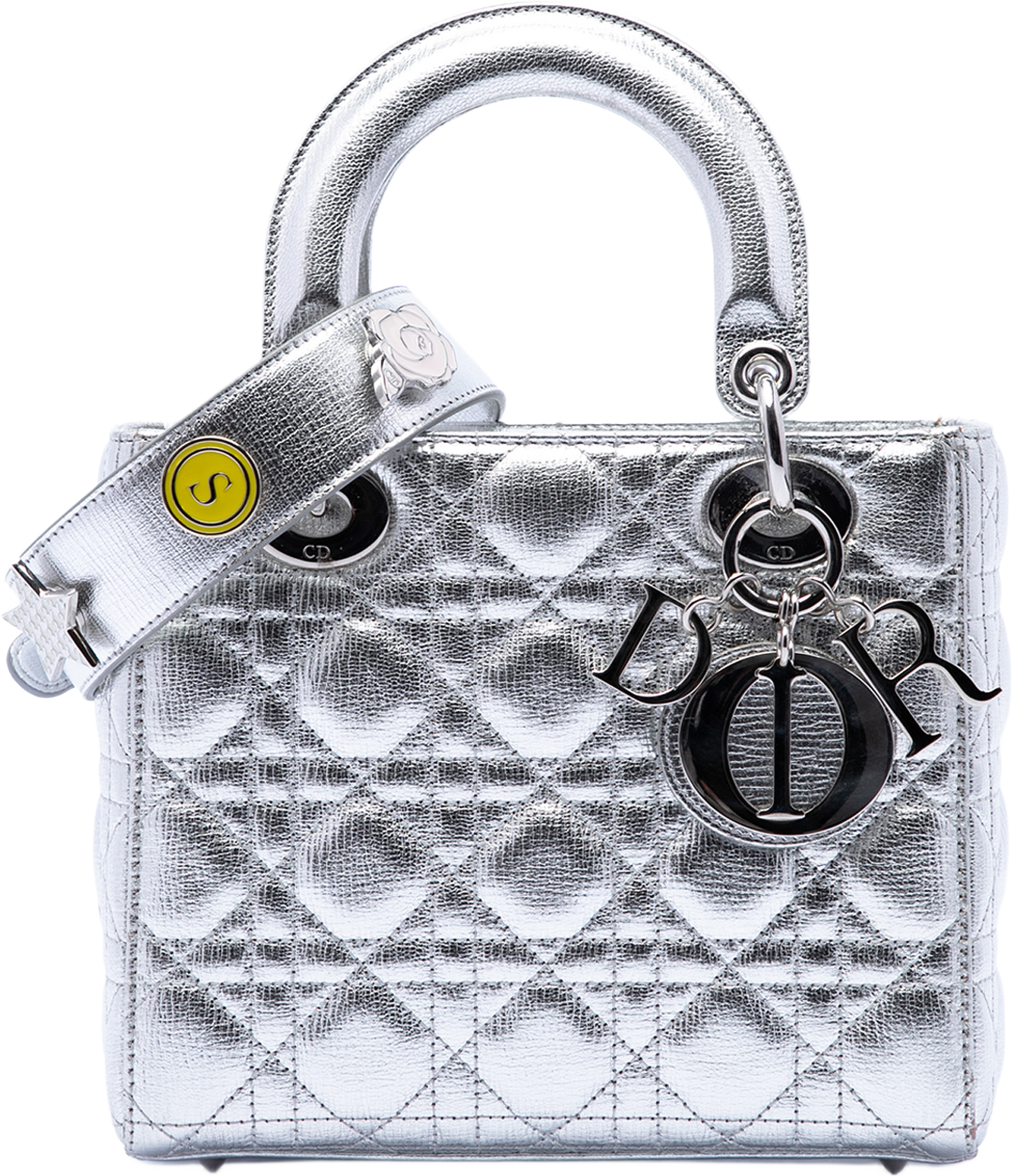 Dior Small Metallic Grained Calfskin Cannage My Abcdior Lady Dior, från Luxclusif, i färgen silver. Klicka för att öppna bilden i stort format
