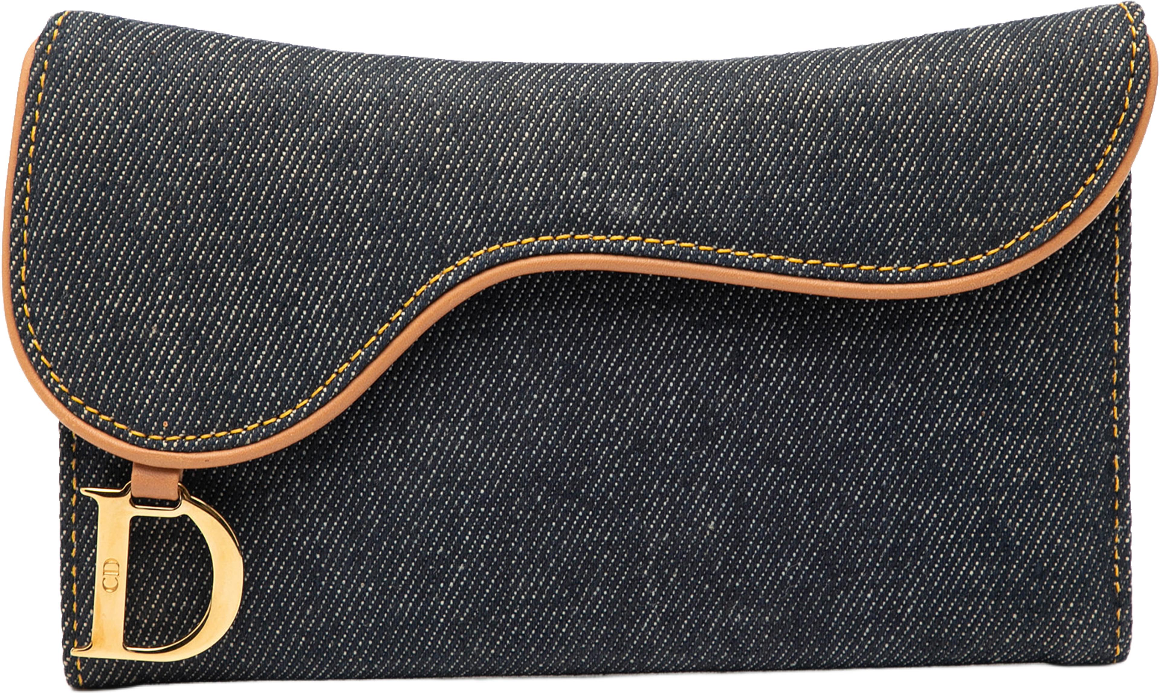 Dior Denim Saddle Trifold Continental Wallet, från Luxclusif, i färgen denim. Klicka för att öppna bilden i stort format