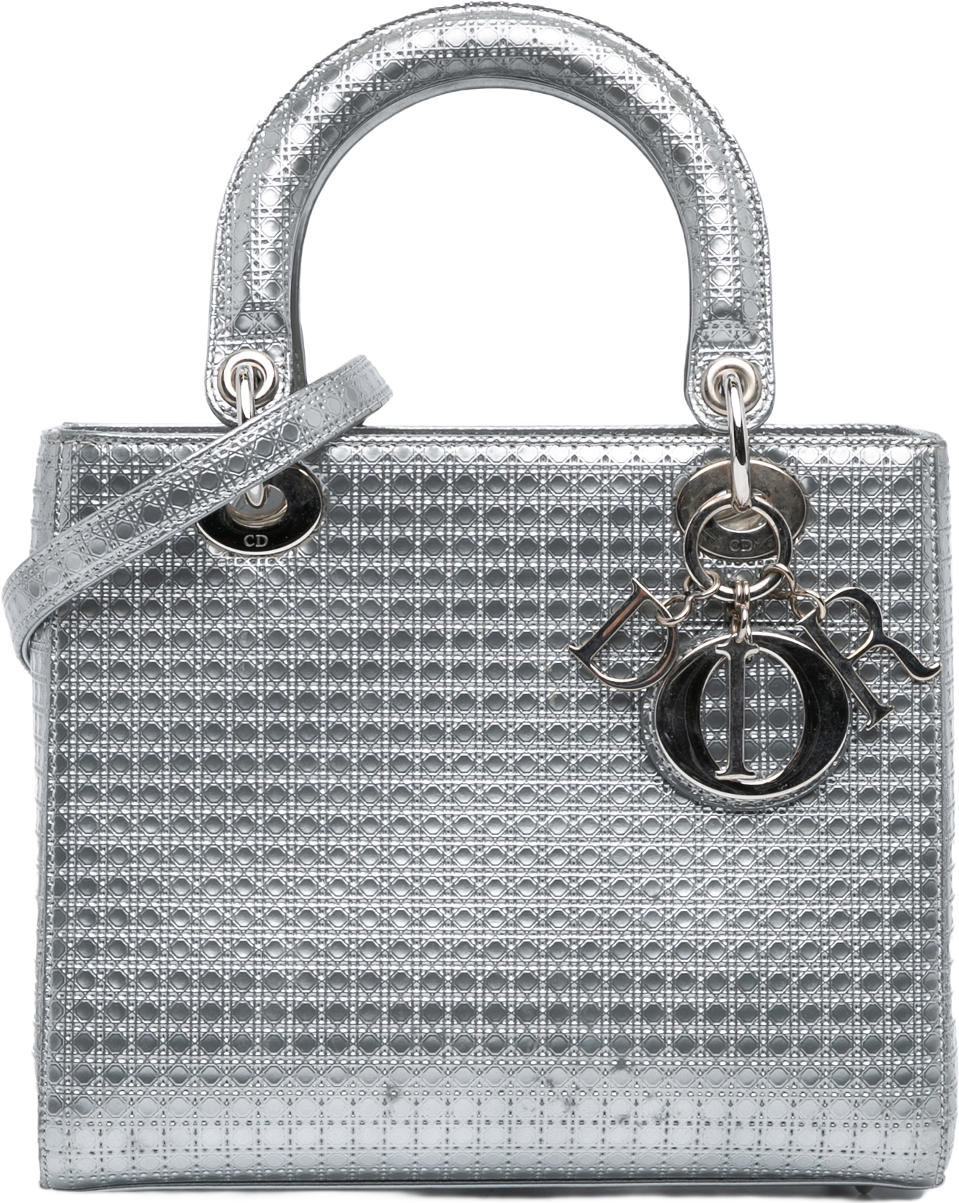 Dior Medium Metallic Patent Microcannage Lady Dior