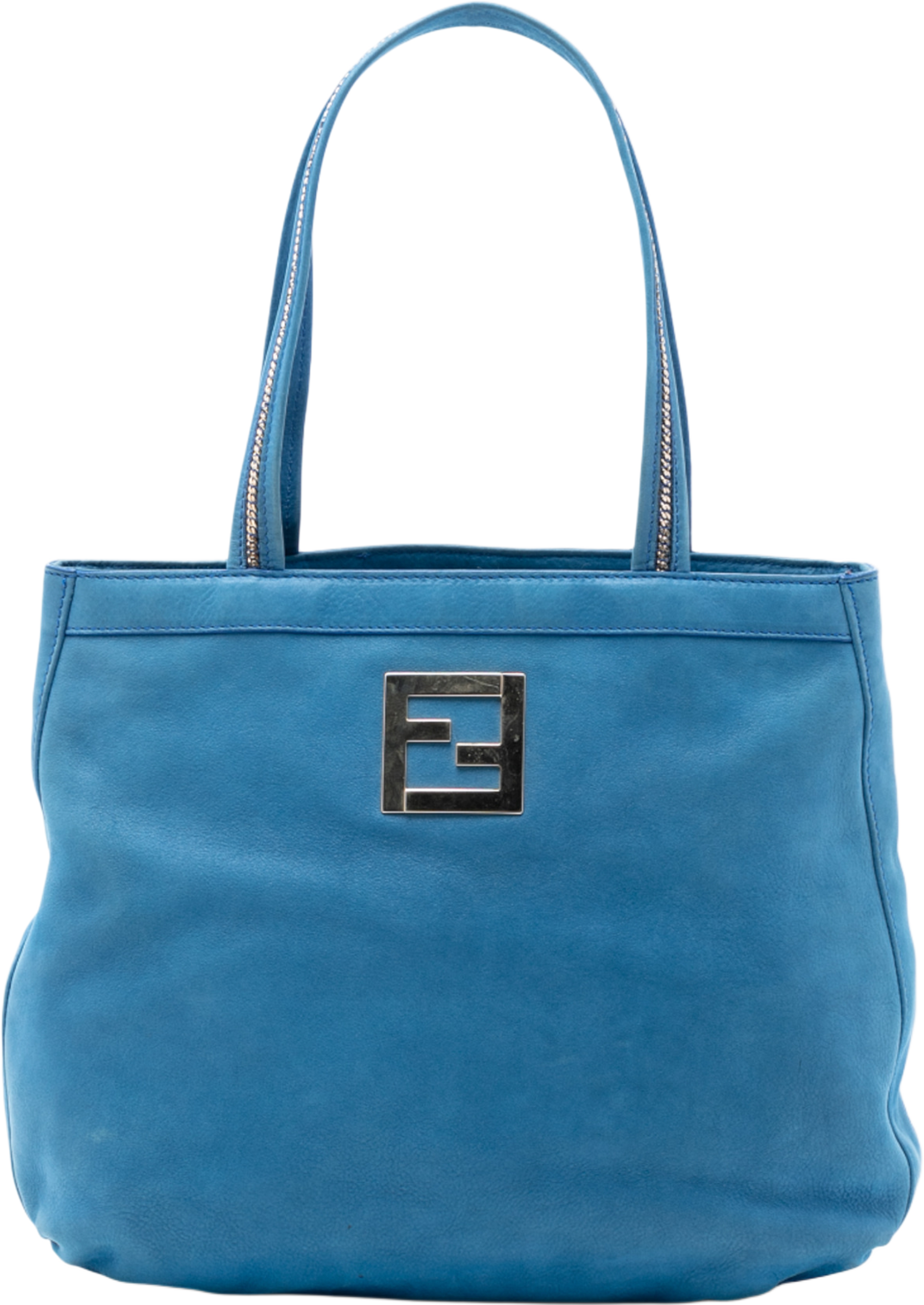 Fendi Nubuck Ff Chains Tote, från Luxclusif, i färgen blue. Klicka för att öppna bilden i stort format