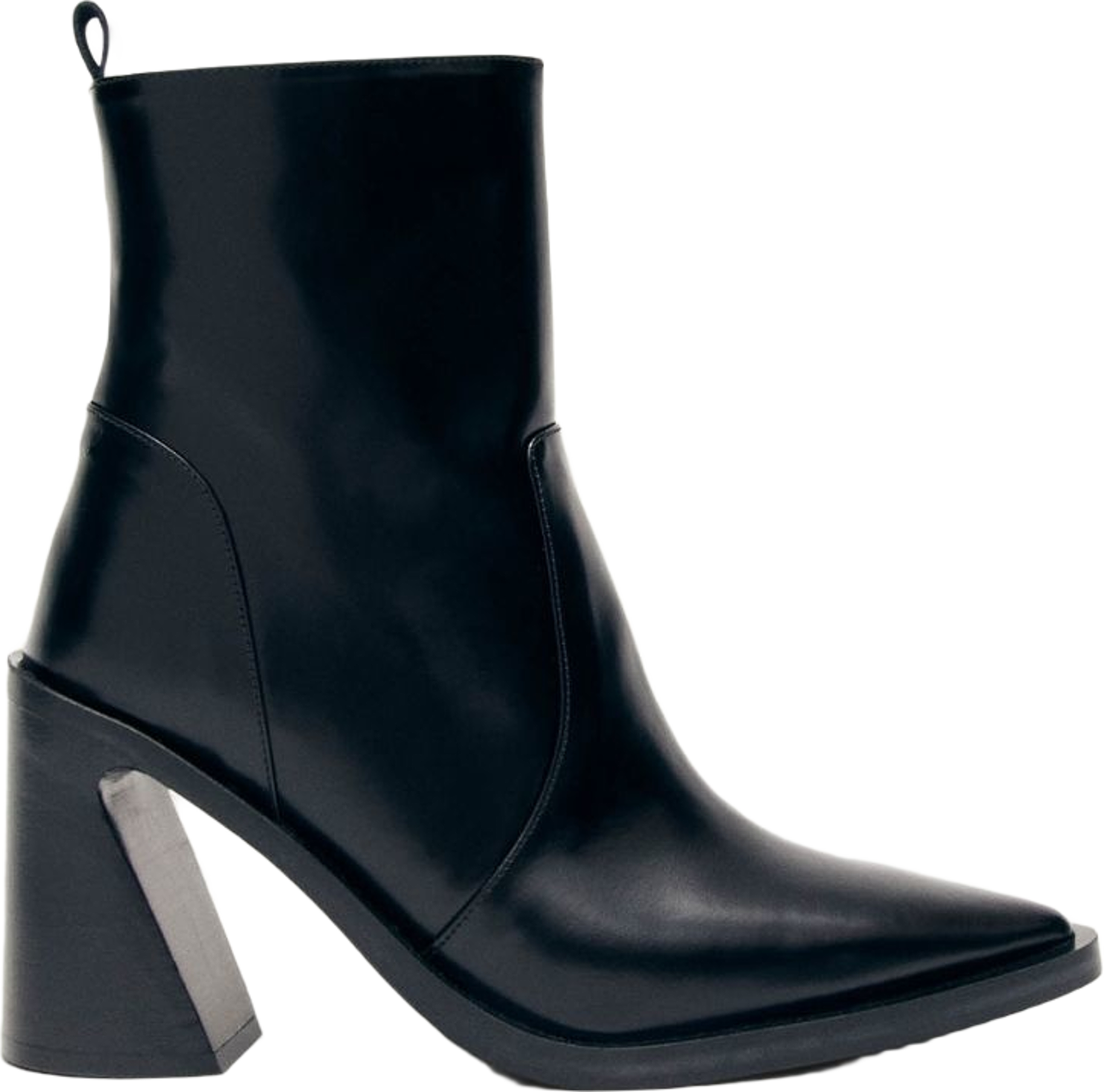 Haylo Black Leather Ankle Boots