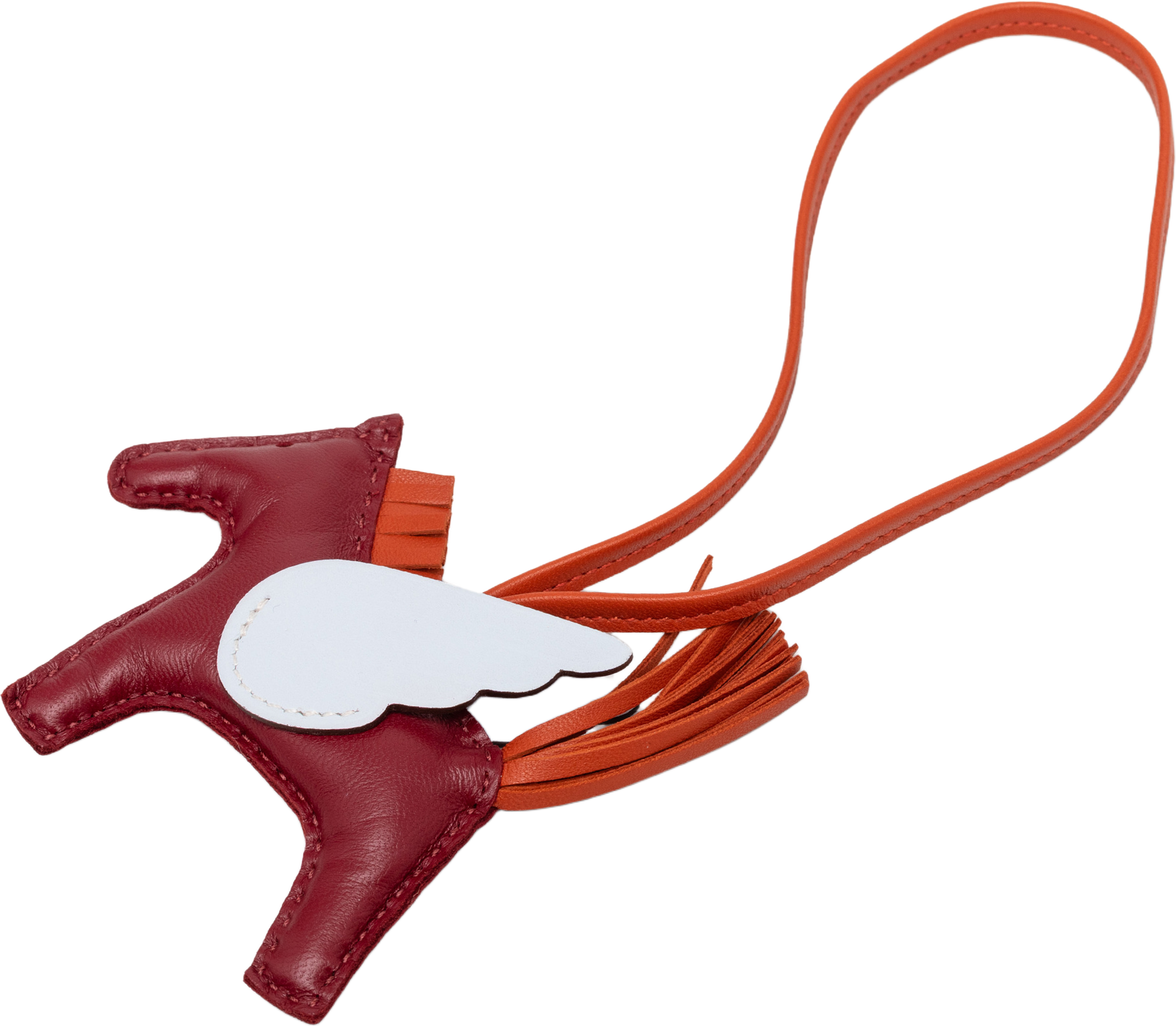 Hermès Milo Lambskin And Swift Grigri Rodeo Pegase Bag Charm Pm, från Luxclusif, i färgen bordeaux. Klicka för att öppna bilden i stort format