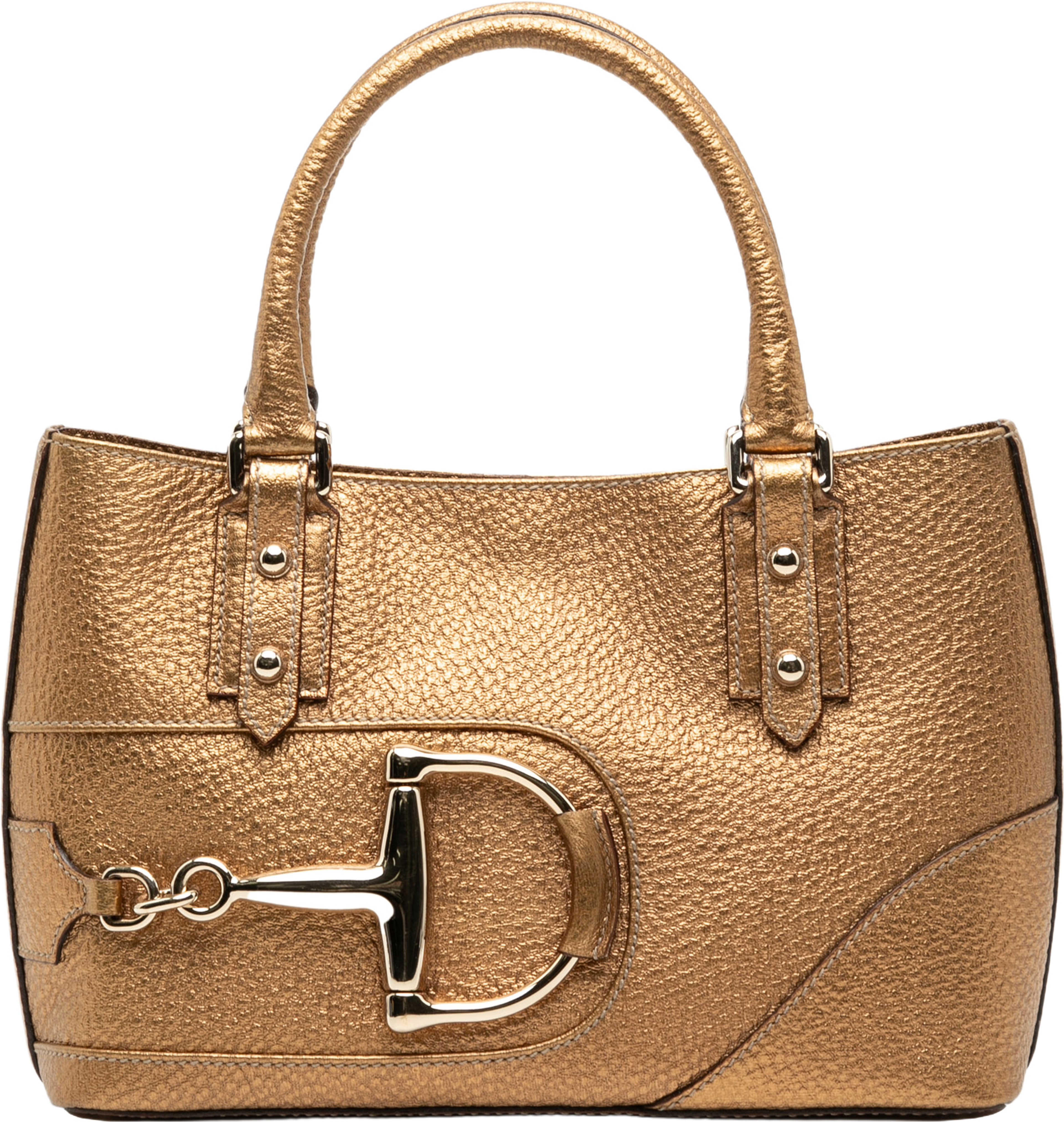 Gucci Leather Hasler Tote, från Luxclusif, i färgen gold. Klicka för att öppna bilden i stort format