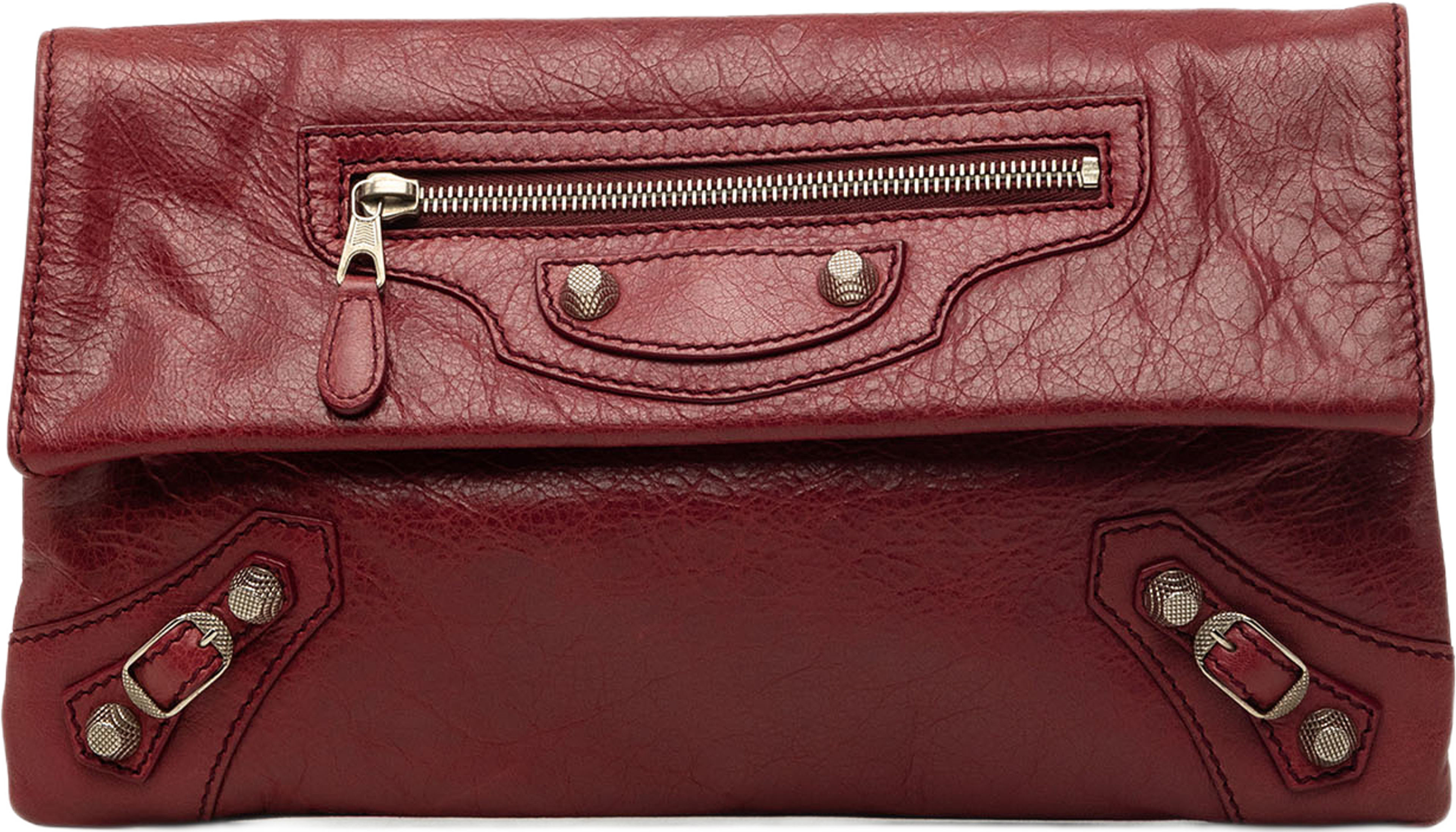 Balenciaga Lambskin Motocross Giant 12 Envelope Clutch, från Luxclusif, i färgen röd. Klicka för att öppna bilden i stort format
