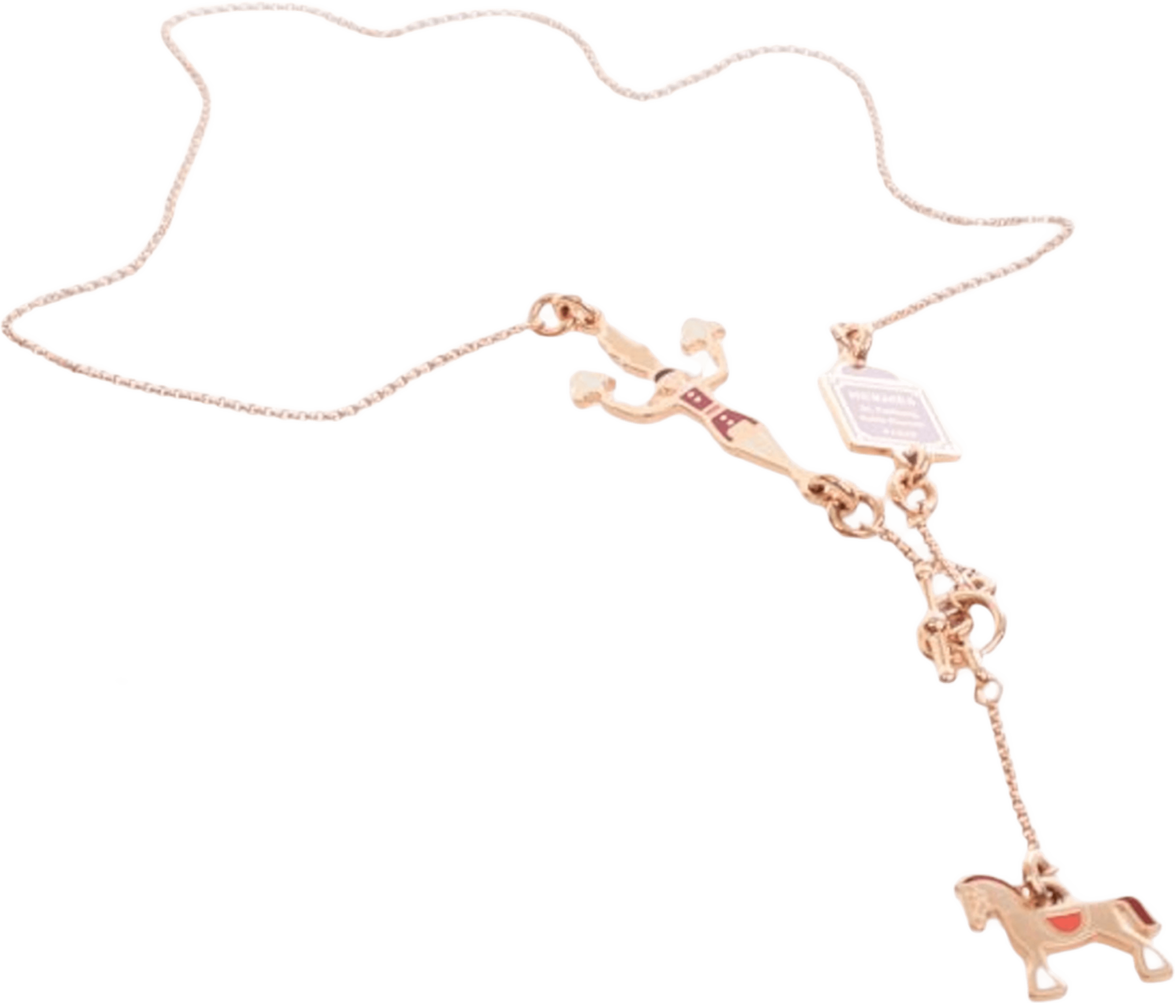 Hermès Rose Gold Plated Enamel Cheval Necklace, från Luxclusif, i färgen rose gold. Klicka för att öppna bilden i stort format