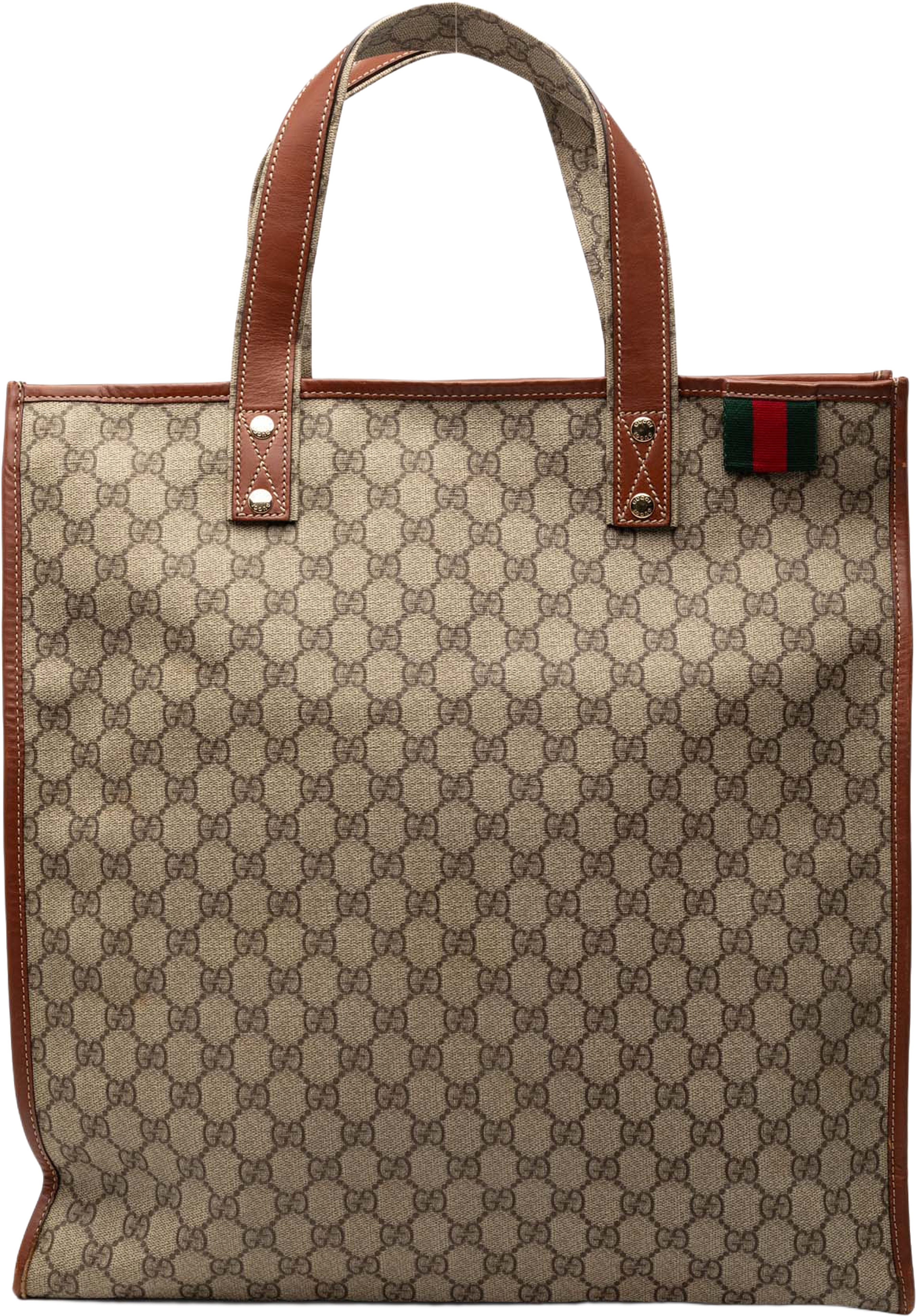 Gucci Gg Supreme Web Tote, från Luxclusif, i färgen beige. Klicka för att öppna bilden i stort format