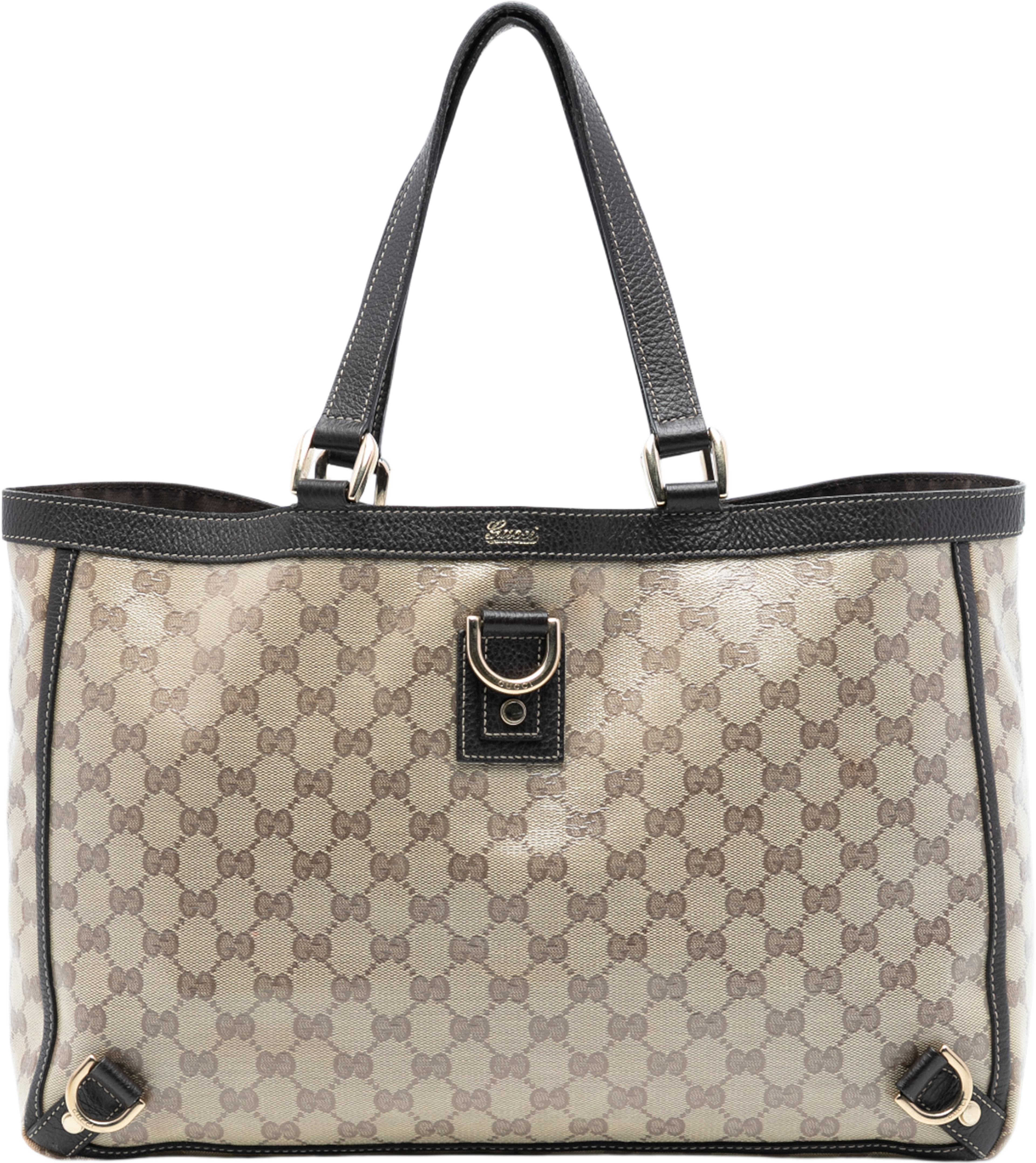 Gucci Gg Crystal Abbey D Ring Tote, från Luxclusif, i färgen beige. Klicka för att öppna bilden i stort format